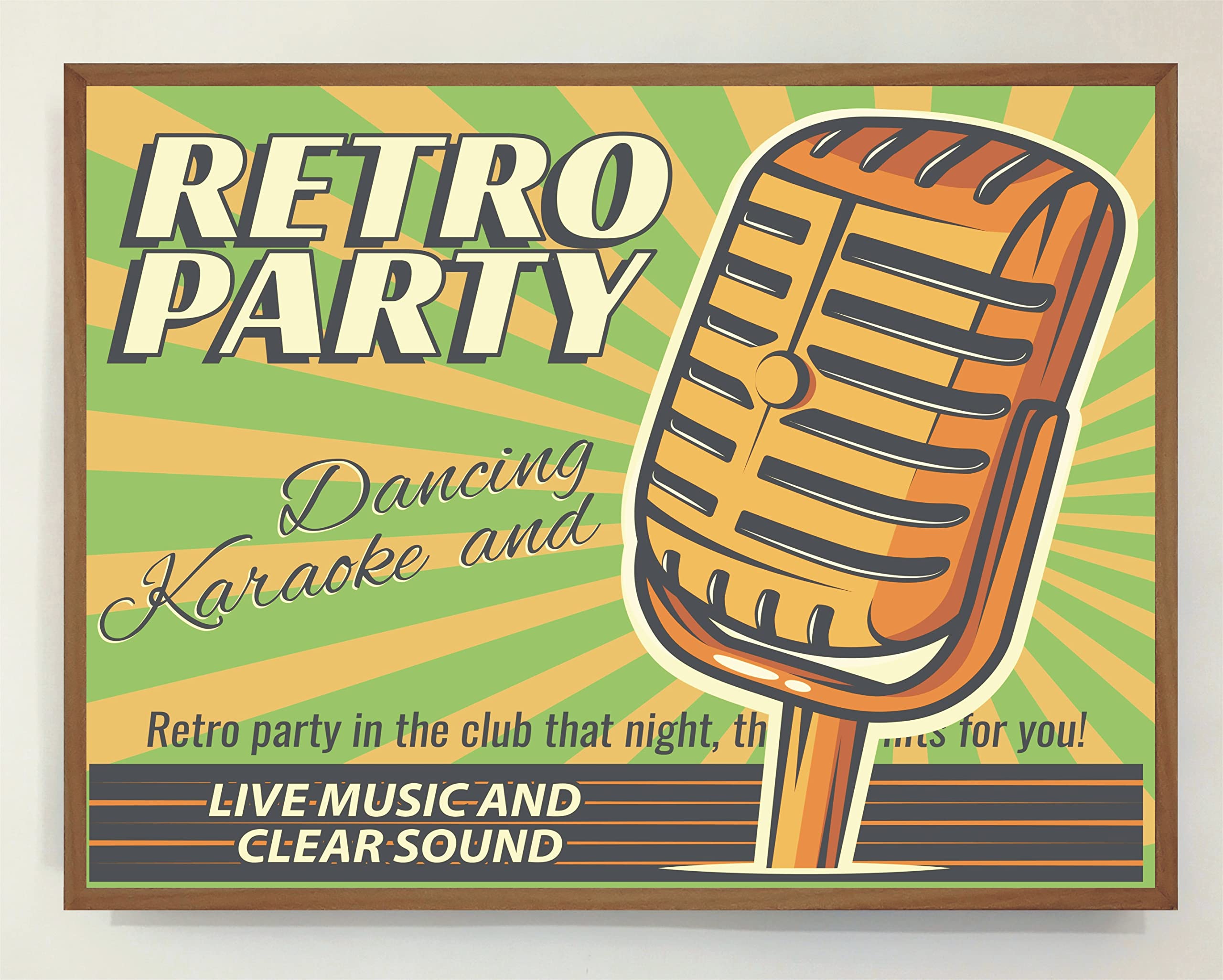 Cartel de Madera con Luz Leds Retro Party