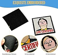 Vista 2 de Parche certificado CPR, 1 parche bordado de moral con cierre de gancho, divertidos parches de memes para mochilas, chalecos, chaquetas, jeans