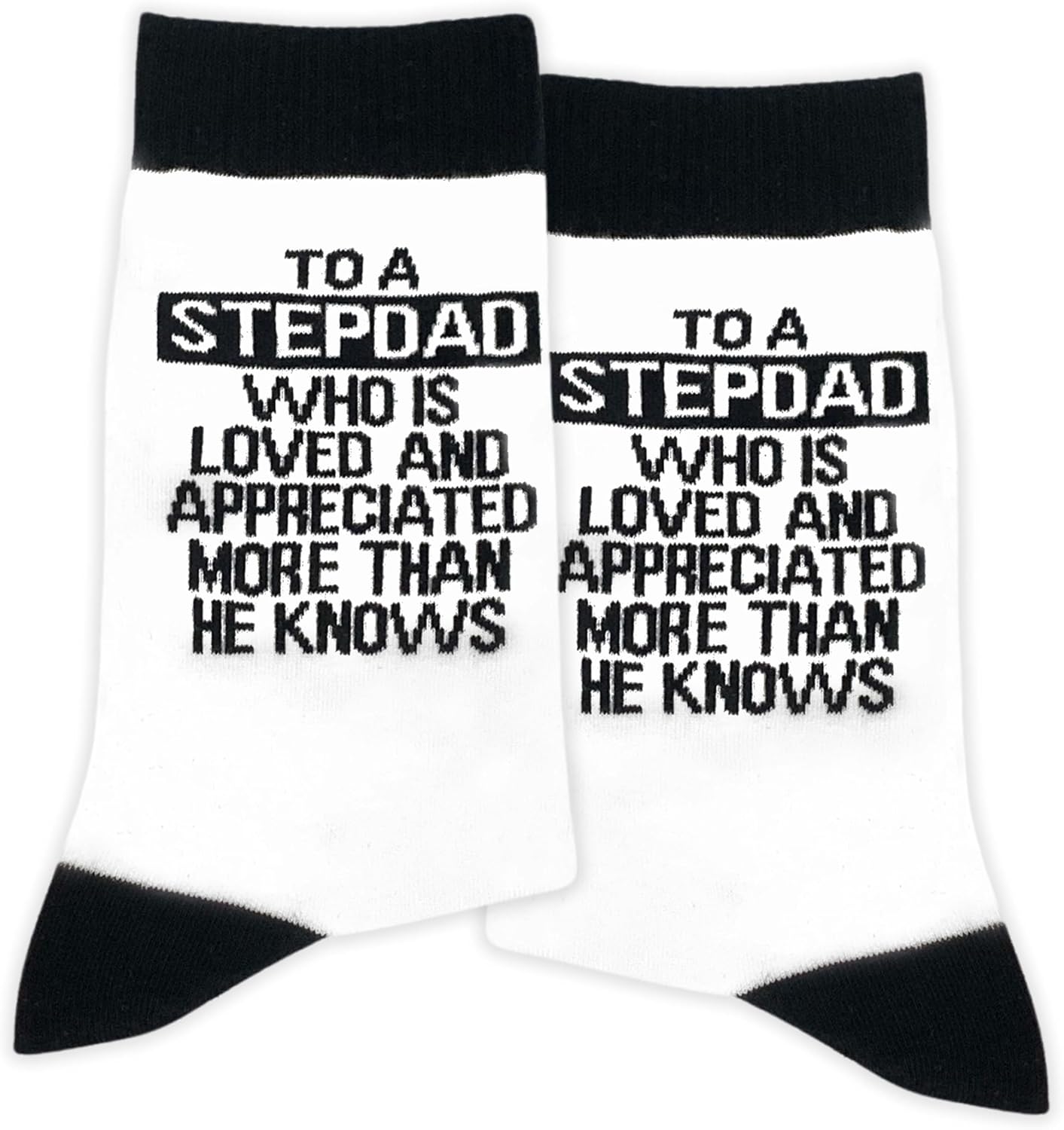 ‘To A Stepdad Who is Loved and Appreciated More Than He Knows’ Novelty Socks Gifts for Step Dad, Gifts for Christmas, Birthday, Father’s Day, etc.(028)