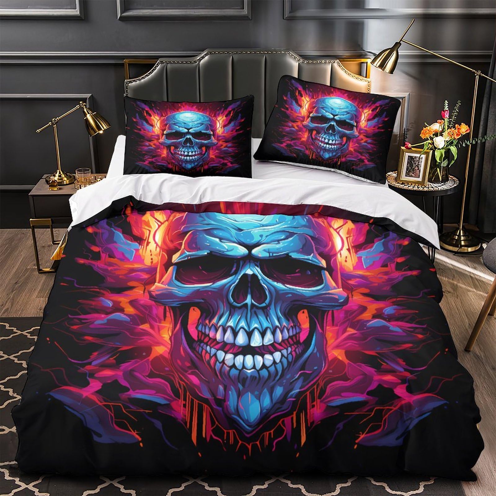 Parure de lit squelette musiciens 200x200 avec housse de couette en microfibre