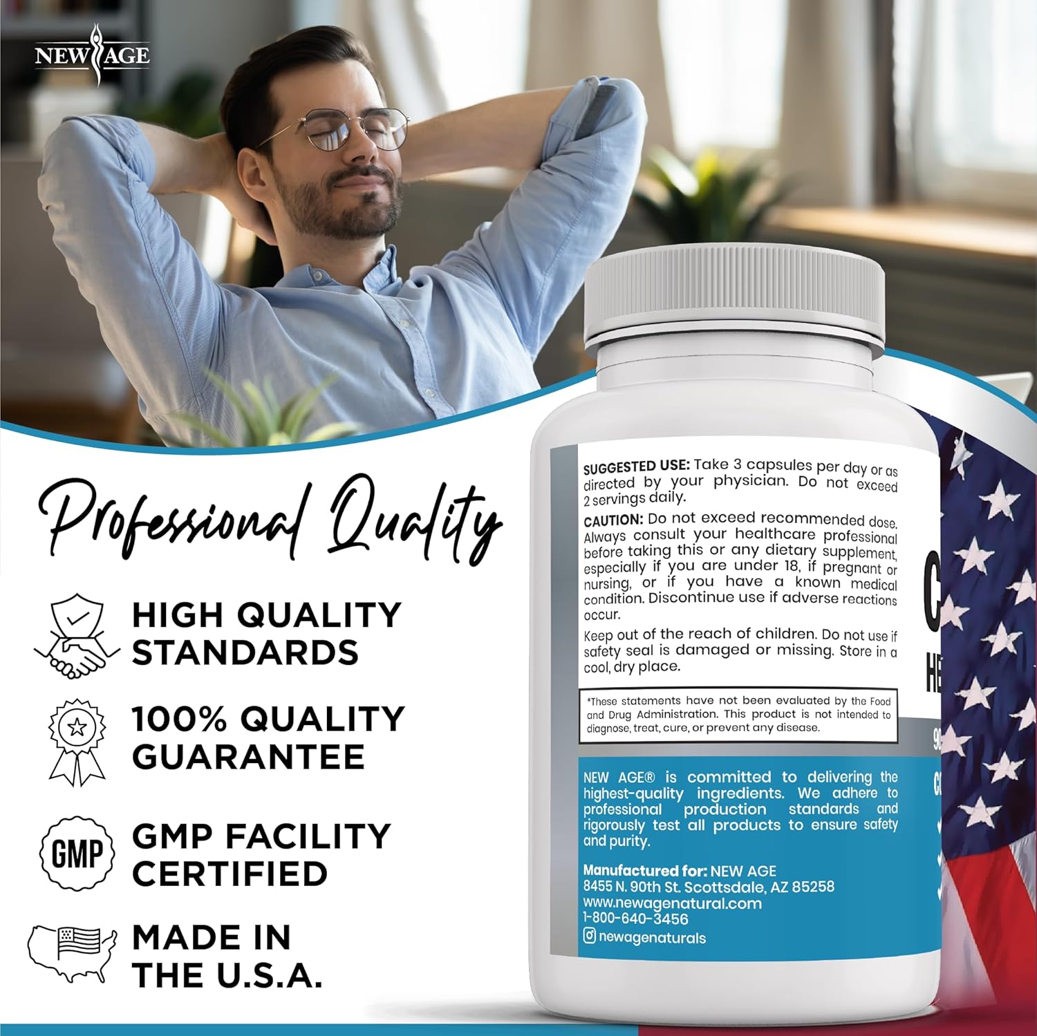 NEW AGE Cortisol Supplement for Women - Natural Cortisol Detox Manager Reducer - Ashwagandha, GABA, 5 HTP, L-Tryptophan, L-Theanine - 180 Count - Image 6