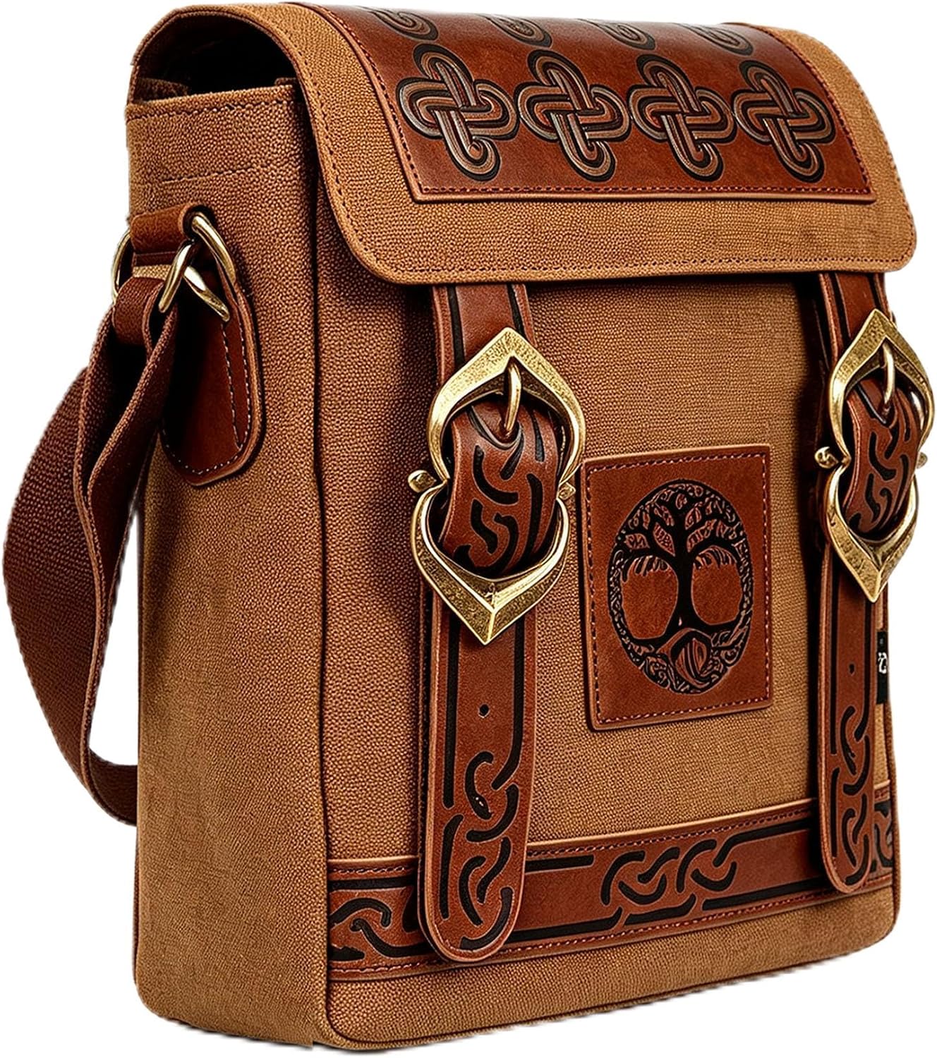 Medieval Rune Canvas Crossbody Messenger Bag, Renaissance Vintage Satchel, Unisex LARP Ren Faire Shoulder Bag