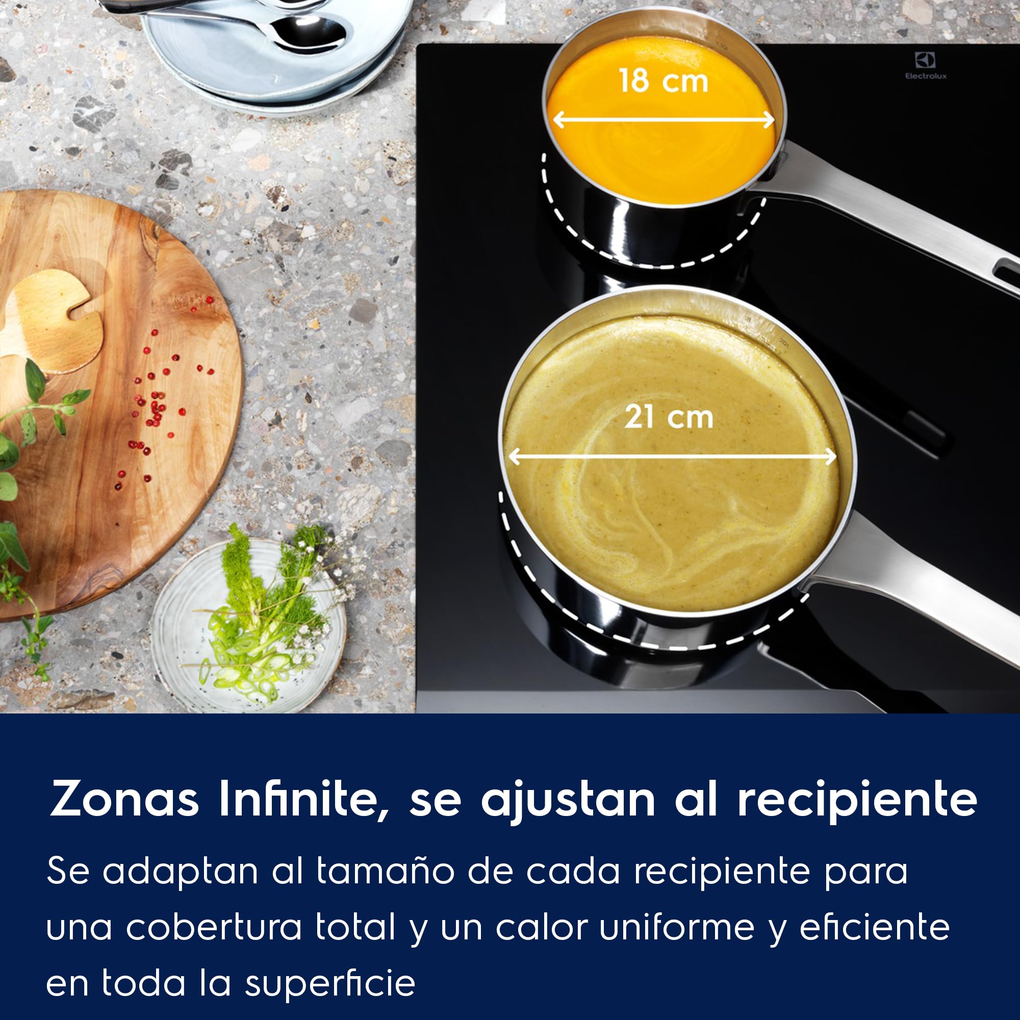 Electrolux LIV63340CK – Placa de Inducción Serie 600 Bridge, 60 cm, 3 Zonas, Zona 28 cm 3,7 kW, Función Puente, Control Táctil Deslizante 0-14, Temporizador, Pausa, Hob2Hood, Sin Marco — view 3