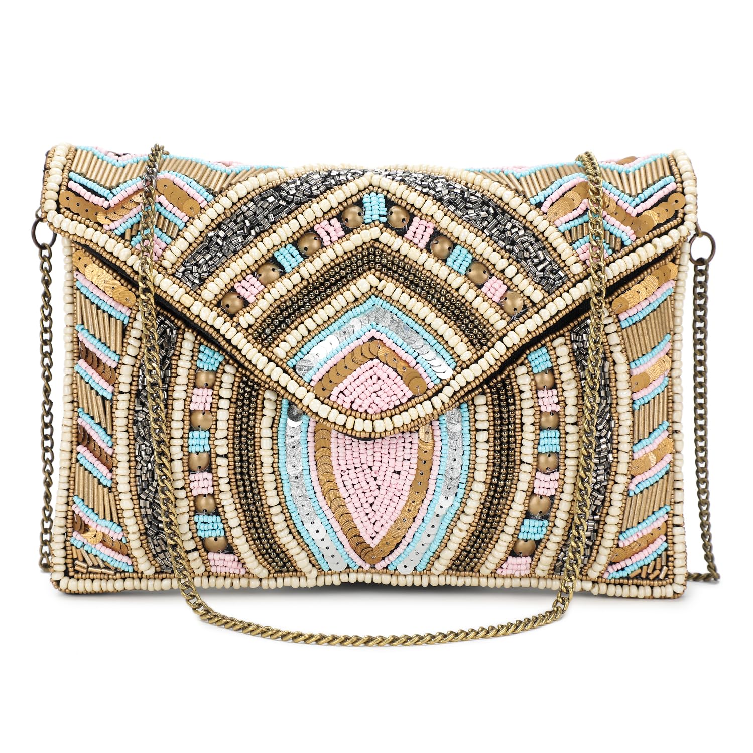 Alii And Aliizey Womens Gold-Toned and Pink Embellished Hand Embroidered Sling Bag (Multicolour) (B082DFYTKY) Amazon Price History, Amazon Price Tracker
