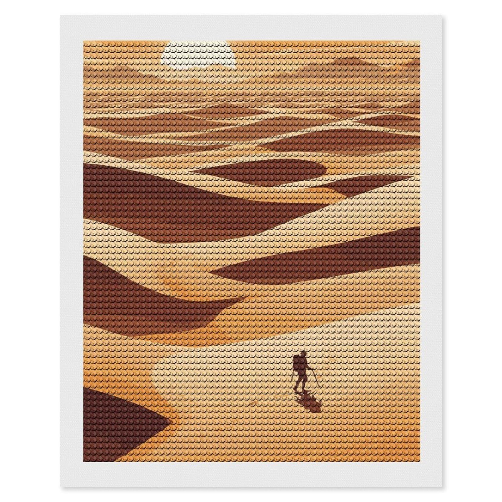 Junmoney Desert Trek Diamond Painting Set 16"x20", Holiday Gift Idea, for Creative Relaxation, Fun Craft Experience, Vintage Style Decor