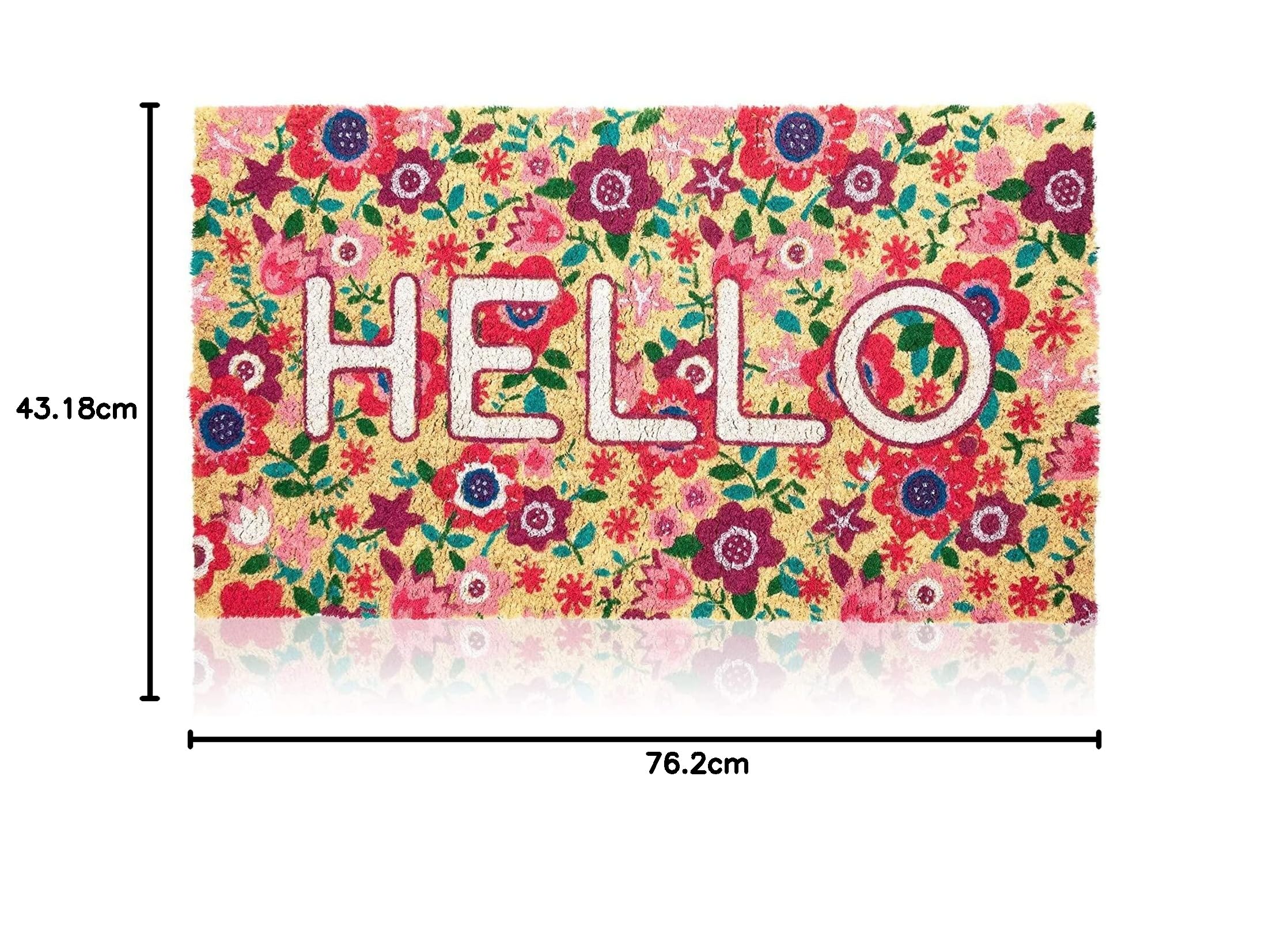 Juvale Paillasson en fibre de coco avec fleurs Motif floral Hello 76,2 x 43,2 cm