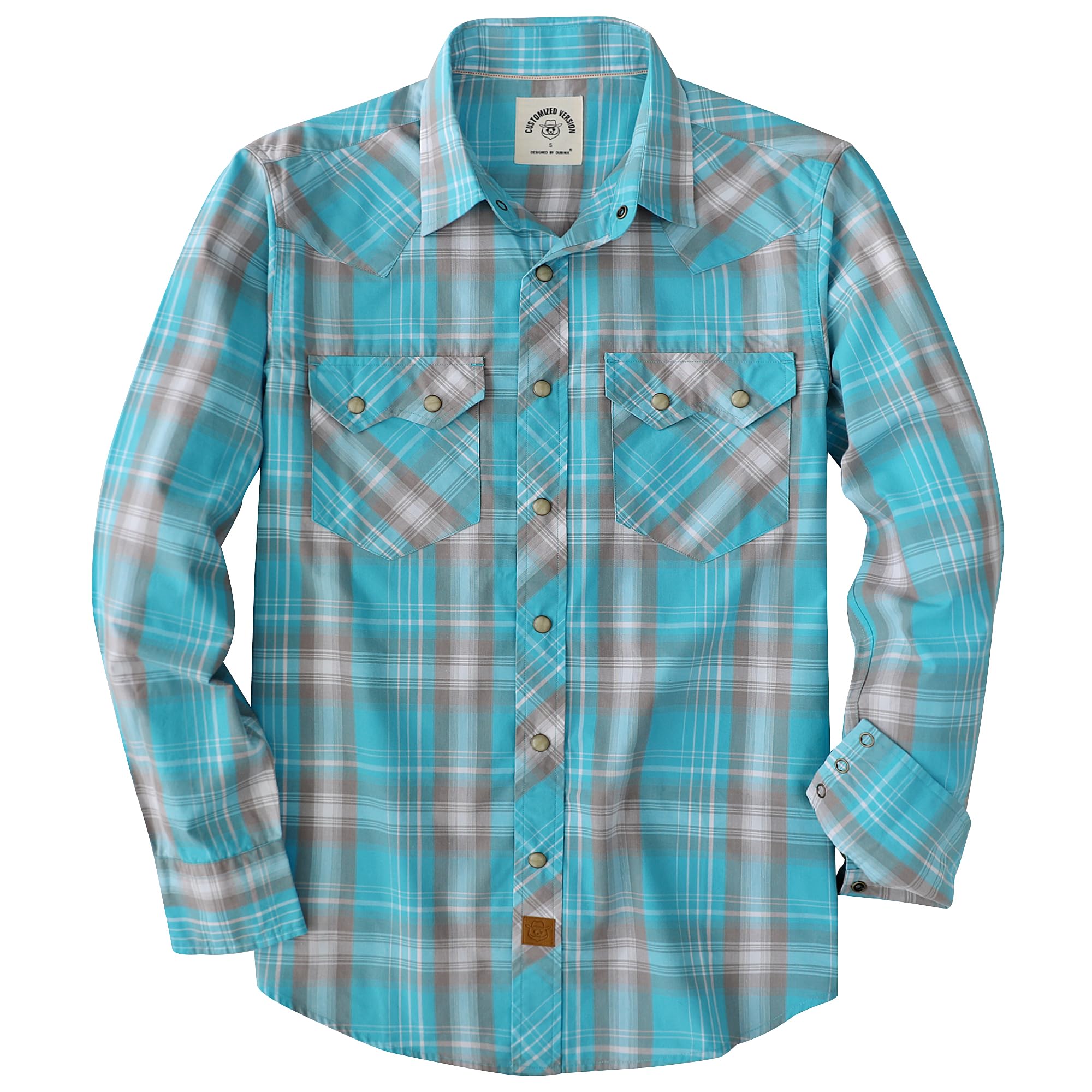 Dubinik® Freizeithemden Für Herren Westernhemd Druckknöpfen Cowboy Kariertes Baumwolle Comfort Fit Langarm Arbeitshemd