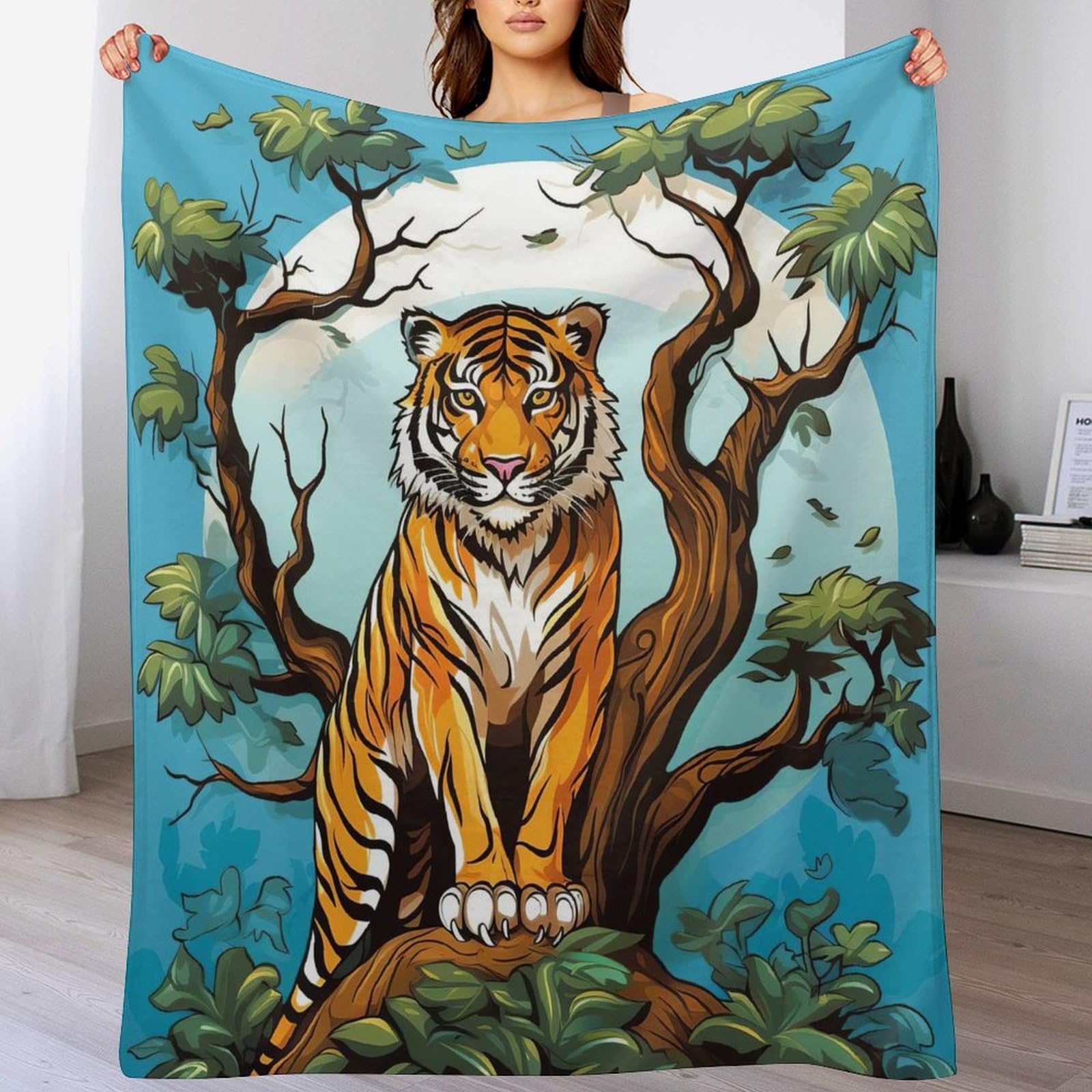 Manta de franela suave de tigre para combatir el frío