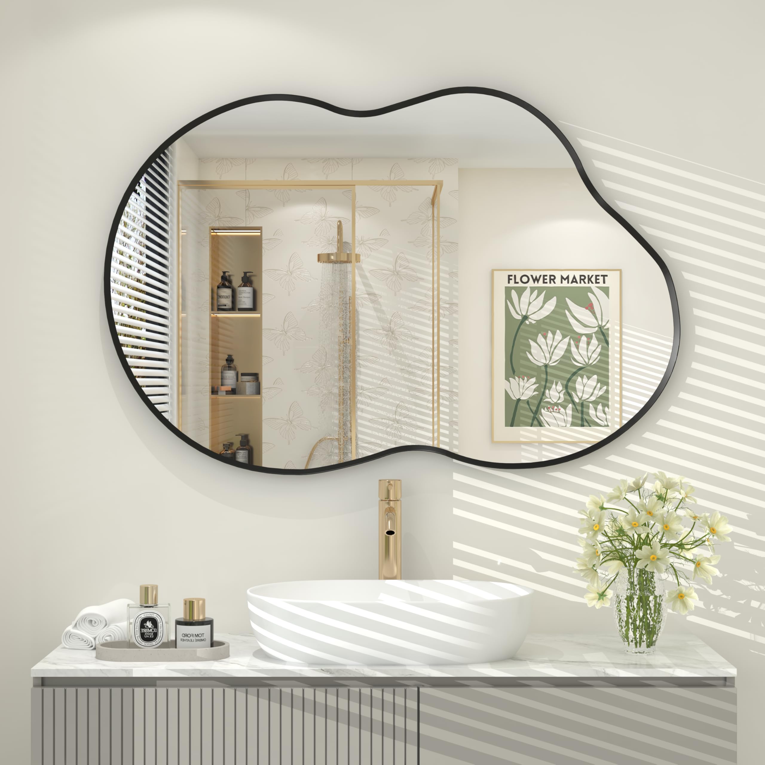 Amazon.com: CHARMOR 20x32 Black Irregular Wall Mirror, Black