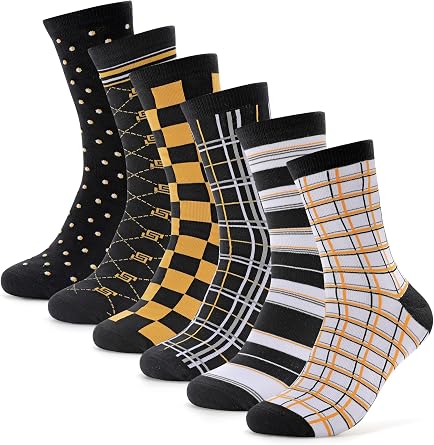 Forony Men's Dress Socks Combed Cotton Anti Odor Quick Dry Moisture Wikcing Size 8-13 Crew Length