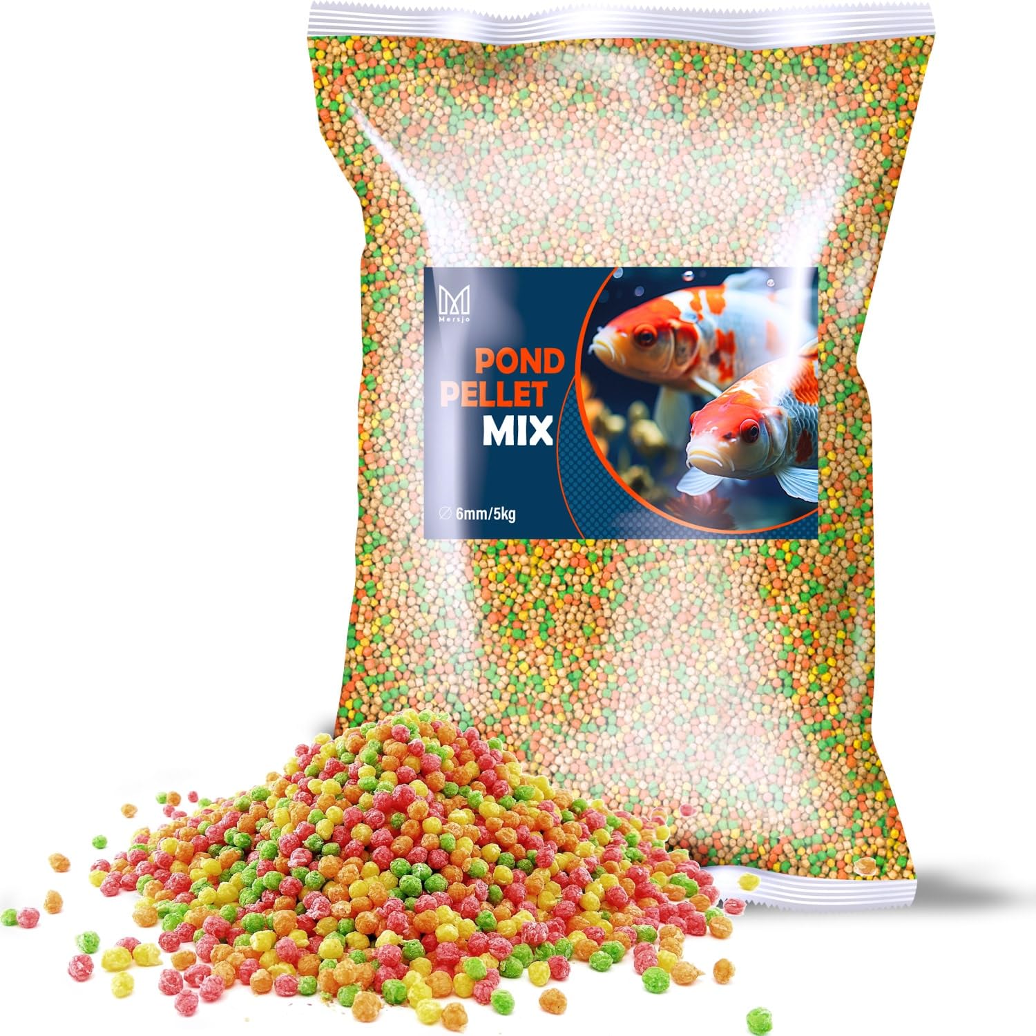 Karma dla ryb stawowych, karma dla ryb stawowych, pływająca karma do codziennego karmienia, 5 kg, ziarnistość 6 mm