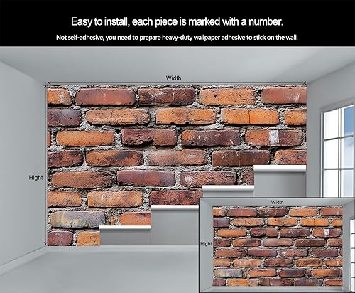 Miniatura 5 de Papel tapiz de pared de ladrillo, papel tapiz vintage para dormitorio, paredes rojas, papel tapiz fotográfico no autoadhesivo, estilo industrial,
