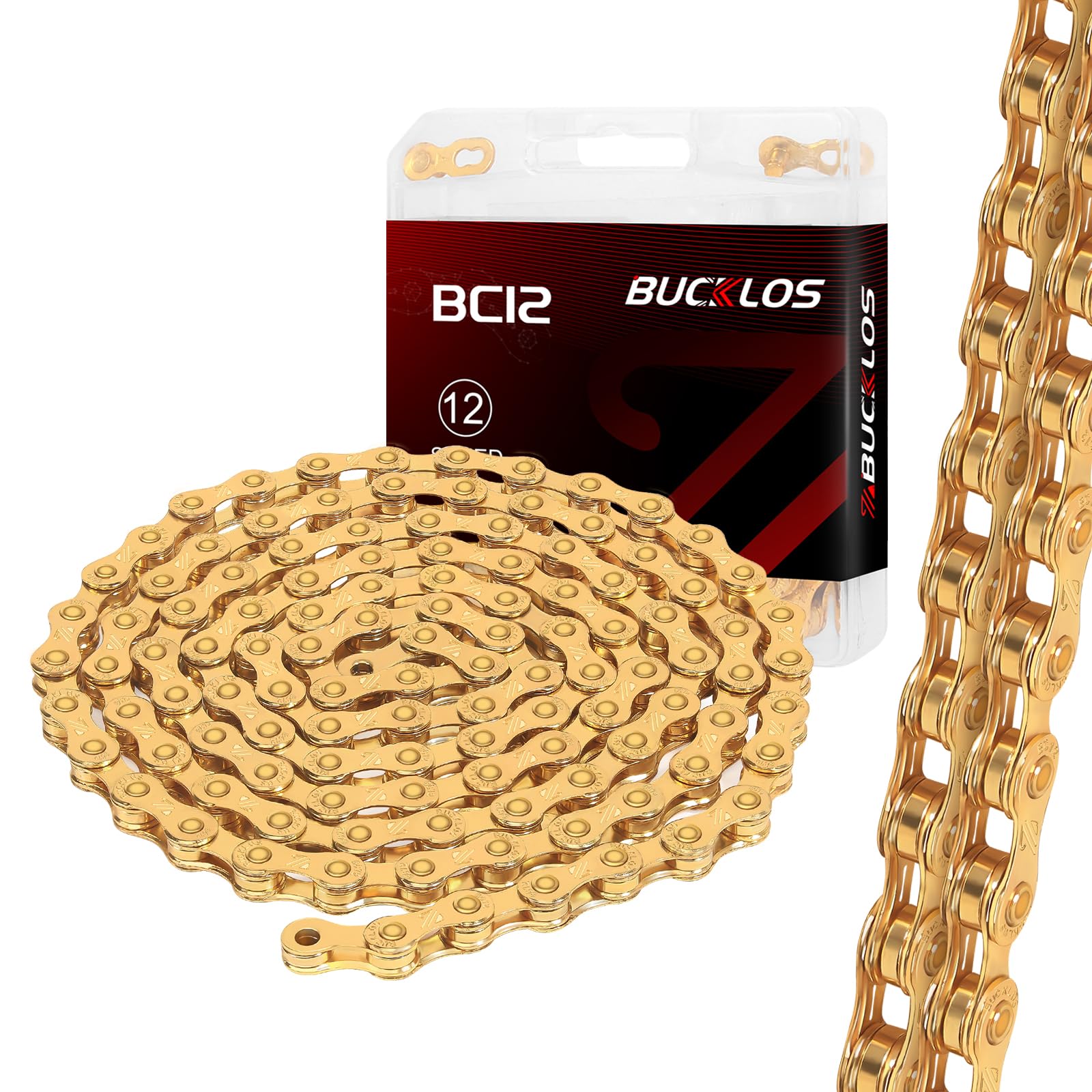 Cadena de bicicleta de 12 velocidades dorada, cadena de bicicleta para bicicleta de carretera, bicicleta eléctrica, bicicleta de montaña, MTB, 1/2 x 11/128 pulgadas, 116 eslabones con cierre rápido