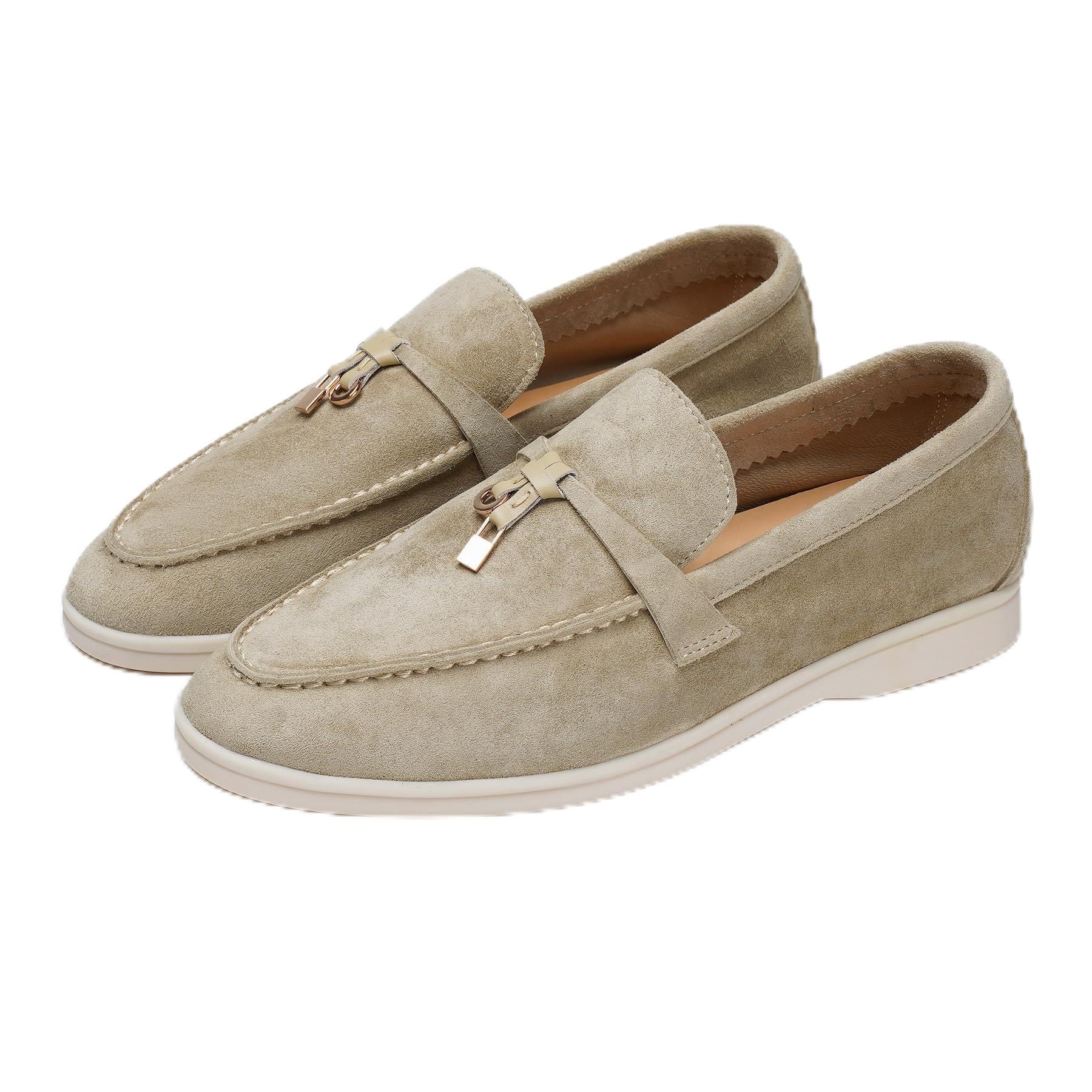 smzulisuatLoafers for Women 2024, Womens Moccasin Slippers Suede Flats Soft Sole Comfortable Dressy Walking Slip on Shoes Spring Summer Mocasines para Mujer Genuine Leather