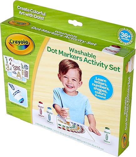 Miniatura 3 de Crayola Washable Dot Markers Activity Set, 30 Toddler Coloring Pages & 4 Washable Markers, Dot Paints for Toddlers, Toddler Gifts, Ages 3+