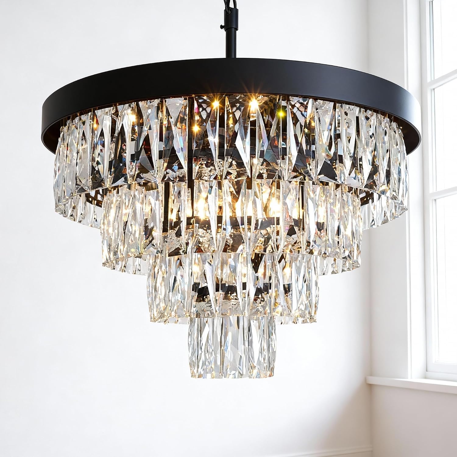 10-Lights Modern Crystal Chandelier Farmhouse Industrial Pendant Light Fixture Luxury Round Chandeliers for Kitchen Island Living Room Bedroom Hallway Foyer, 39 Inch UL Listed Gold