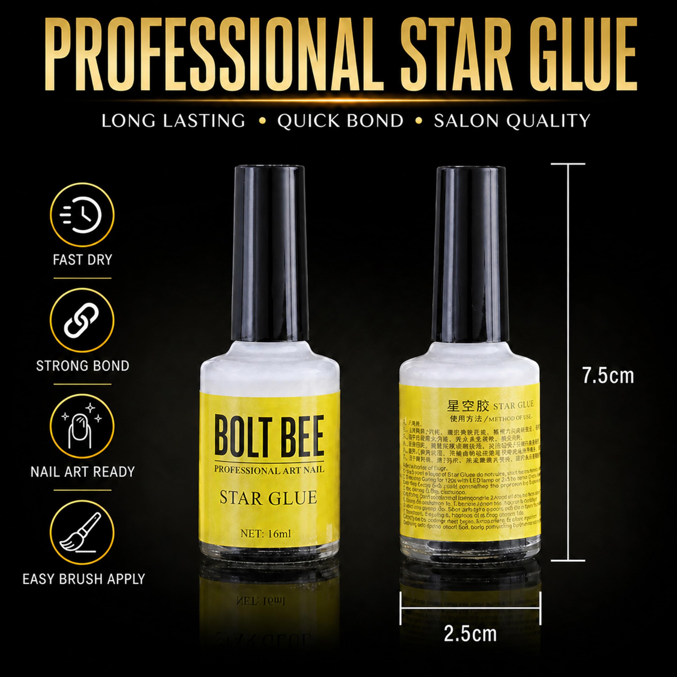 Nail Art Glue for Foil Sticker Nail Transfer Tips Decorations Adhesive White 16 ML/Bottles 2