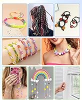 Vista 6 de Cuerda elástica FIVEIZERO colorida para pulseras, 1mm, 1.2mm, 1.5mm, cordón elástico para cuentas, cuerda elástica arcoíris con aguja para pulseras