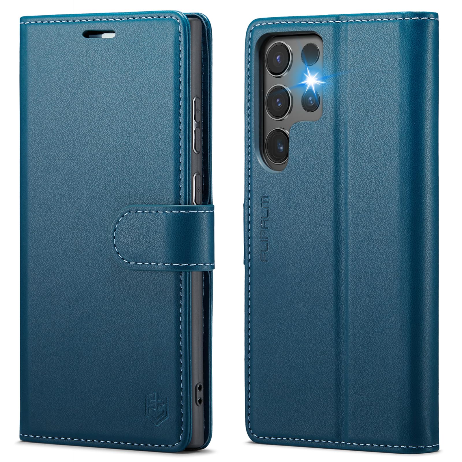 FLIPALM Wallet Case for Samsung Galaxy S24 Ultra, RFID Blocking Credit Card Holder, PU Leather Folio Flip Kickstand Protective Shockproof Cover for