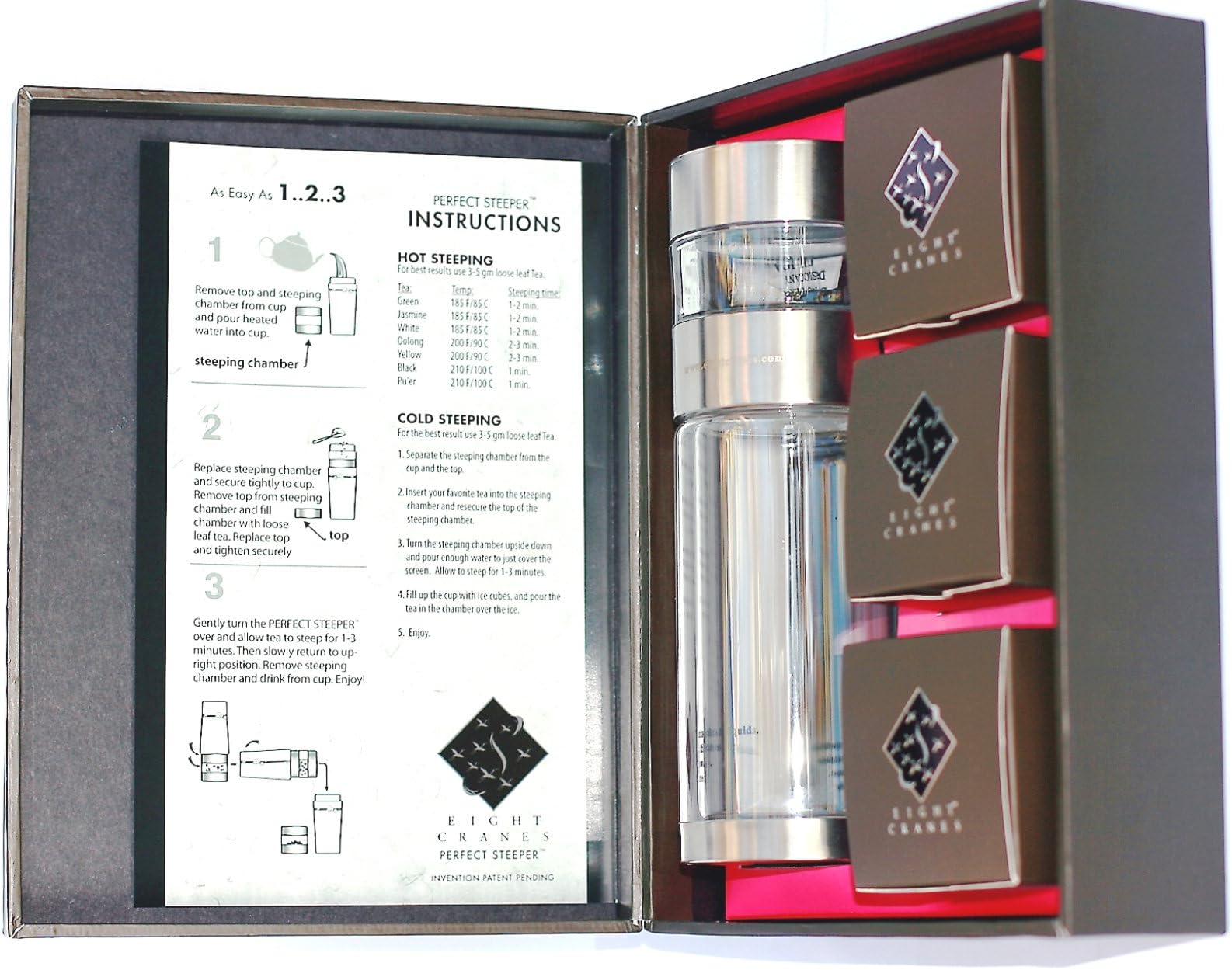 Perfect Steeper Portable Loose Leaf Tea Brewer and 8-Ounce Polycarbonate Tea Tumbler Gift Set Includes 3 Teas