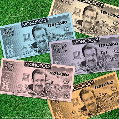 Miniatura 6 de Monopoly Ted Lasso | Juego de mesa coleccionable con licencia oficial | Juega como letrero de creer, pez dorado, té, visera de Ted y más | Basado en