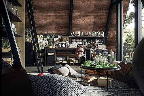 Miniatura 4 de Dimoon Papel tapiz de madera marrón oscuro, papel de contacto de madera marrón, tablón de madera marrón, papel tapiz de despegar y pegar, papel