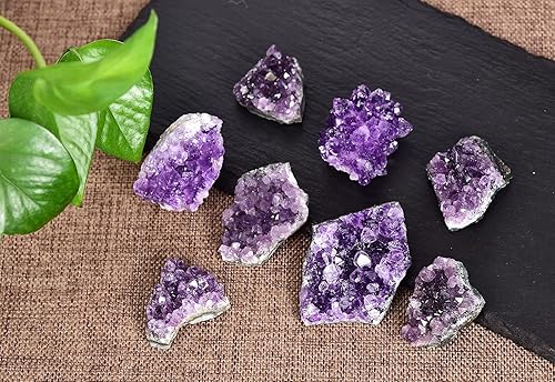 Miniatura 7 de AMOYSTONE 1 libra de amatista natural de grado B, piedras de cristal púrpura de amatista para curación, meditación, decoración y fabricación de joyas
