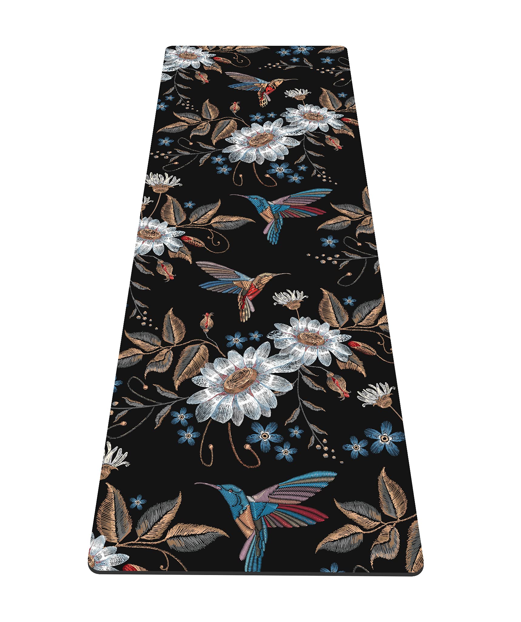 nuveti Bird Pattern Yoga Mat, 6mm Thick, 72"x24", TPE & Suede, For Yoga, Pilates, Floor Exercises — image 1