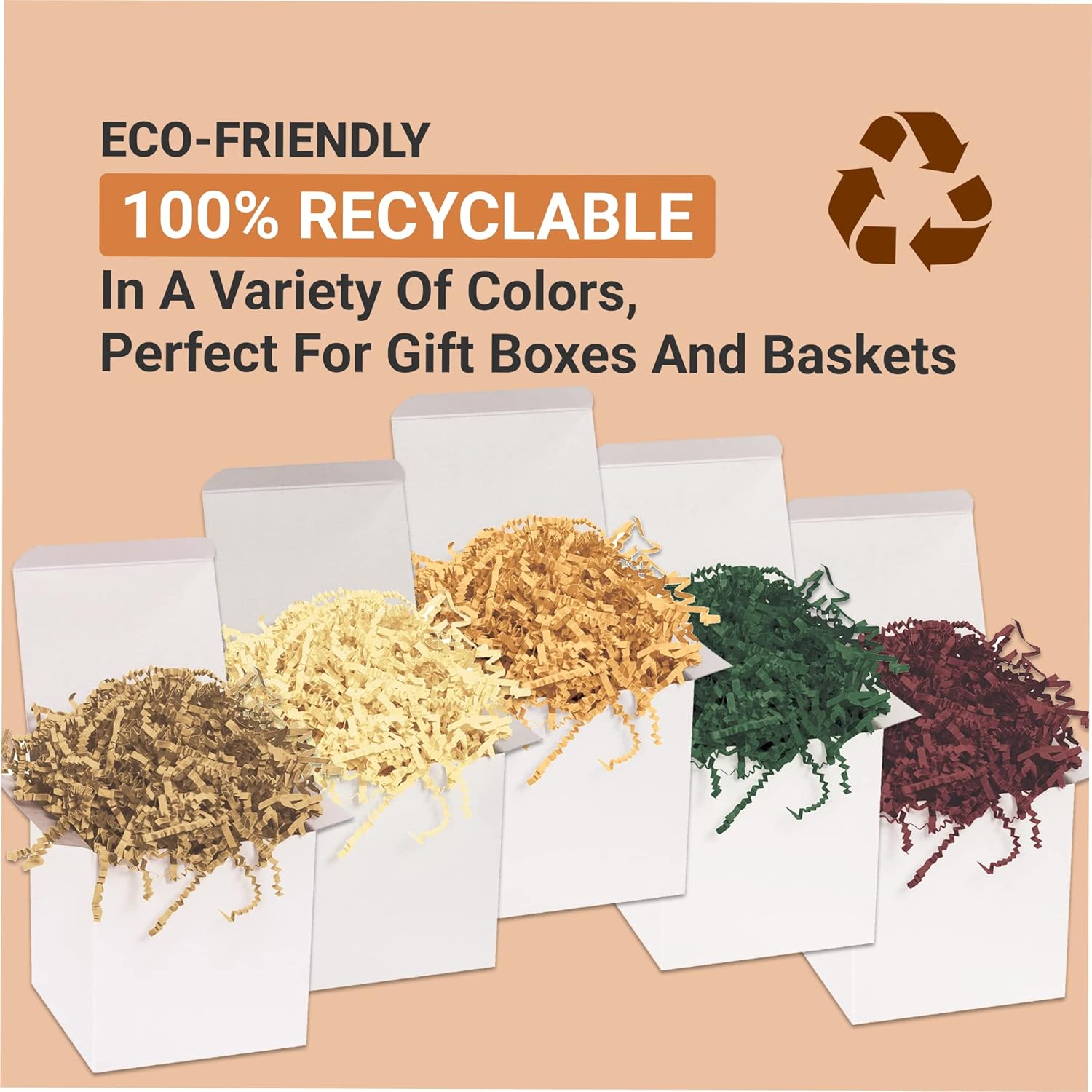 BOX USA White Crinkle Paper Filler (10lb) - Shredded Paper for Basket Stuffing, Shipping, Packaging, Confetti, Crafts  Holidays - Crinkle Cut