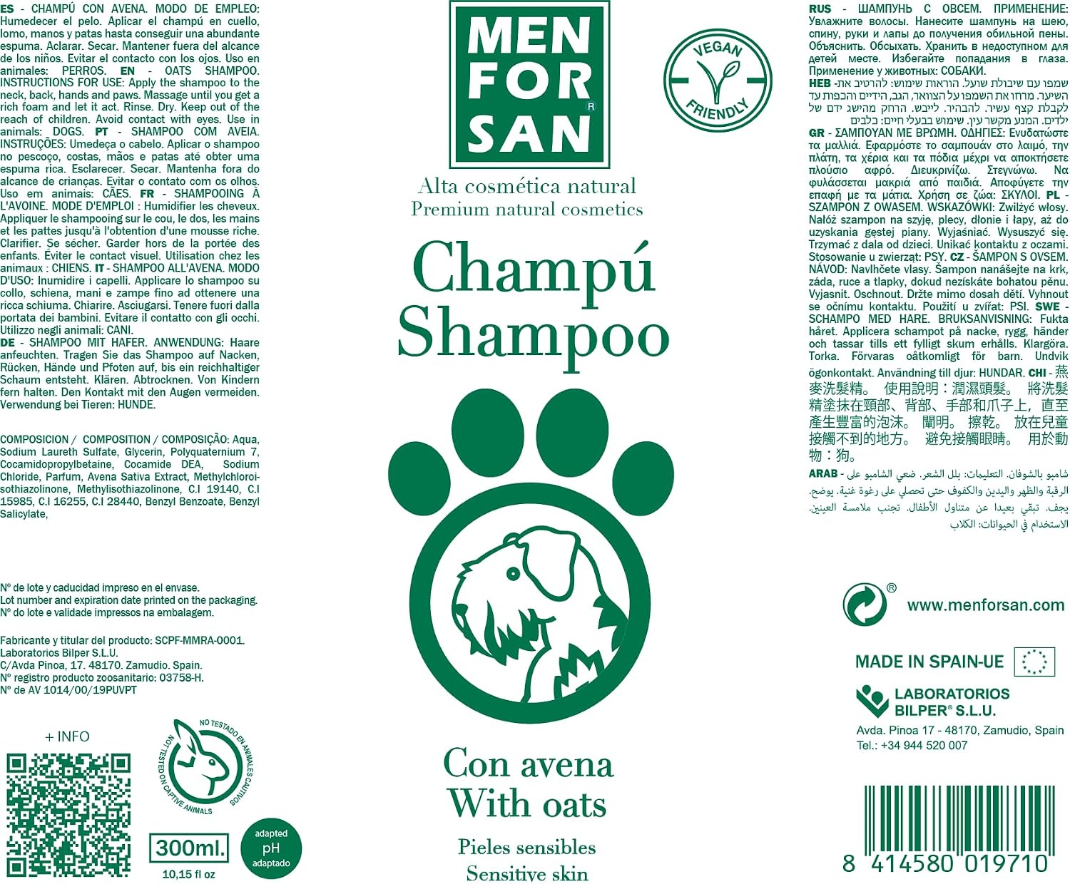 MENFORSAN Oats Shampoo for Dogs 10.15 fl oz 100% Natural for Delicate Skin image 2