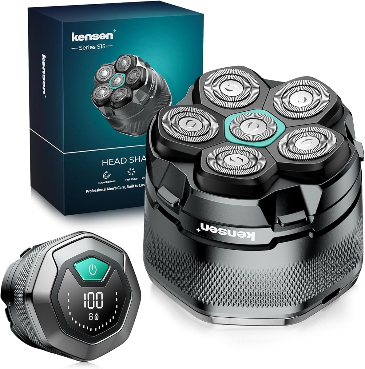 Glatzen Rasierer Herren, kensen Kopfrasierer Glatze Wasserdicht Kopf Rasierer Herren Wiederaufladbar Typ-c Head Shaver Men Magnetische Leicht zu Reinigen Akkulaufzeit 160 Mins