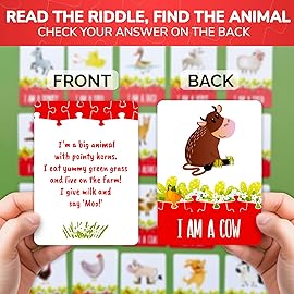 QUOKKA Search and Find Puzzles for Kids Ages 4-6 - Riddle Kids Puzzles 6-8 Years Old - 70 Unique Pcs - 20 Illustrated Guessing Cards - Engaging Children Themes - Farm Puzzle Gift for Toddlers 3-5