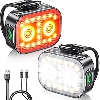 Vista 1 de Luces de bicicleta, juego de luces de bicicleta recargables ultradelgadas y ligeras, [5+6 modos] Luces de bicicleta dobles USB-C delanteras