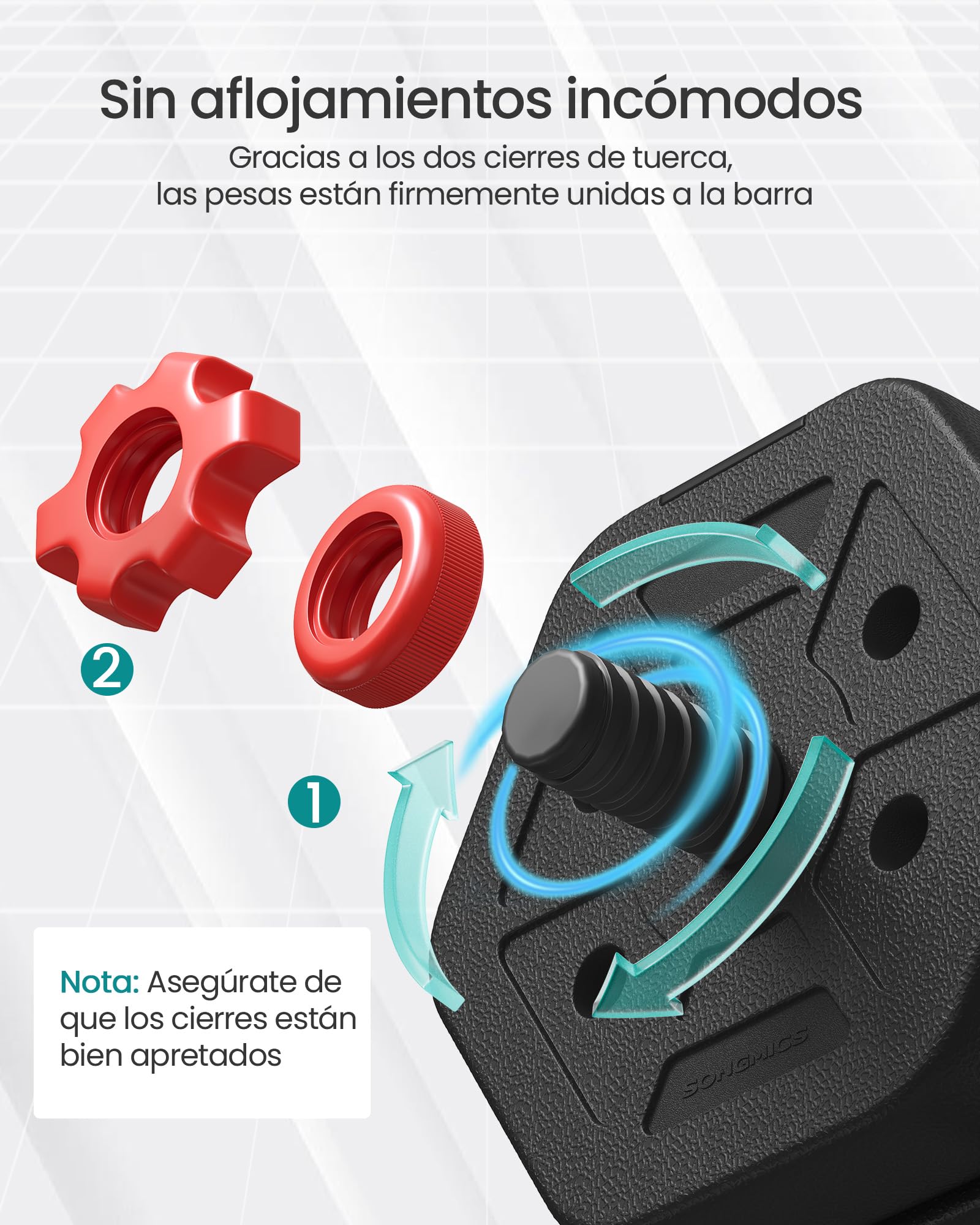 SONGMICS Juego de Mancuernas 10/20/30 kg, Mancuerna Ajustable, Peso Hexagonal para Entrenamiento, Fitness, Levantamiento en Casa, Gimnasio