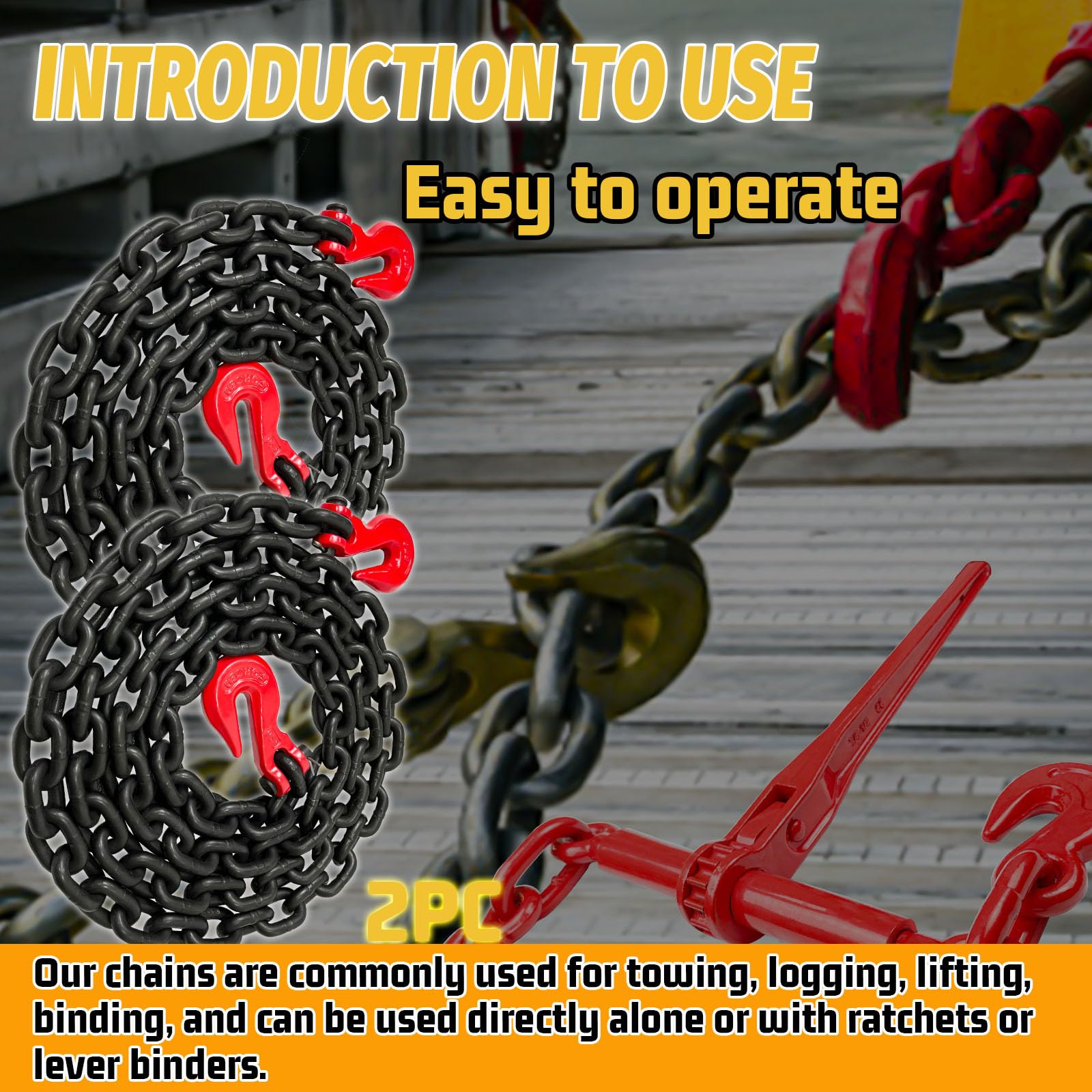 Heavy Duty Transport Chain - 10ft, 7100 Lbs Load Limit -6 Heavy Duty Transport Chain - 10ft, 7100 Lbs Load Limit -6