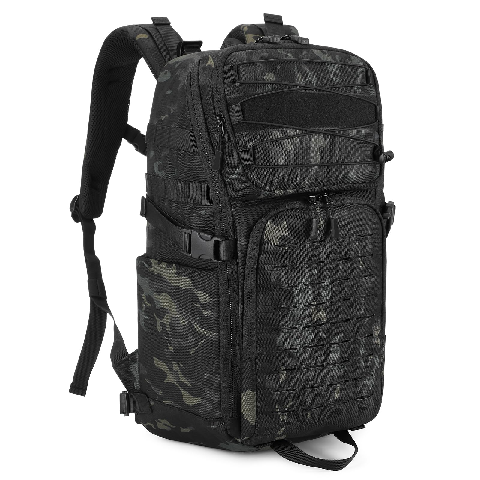 HUNTVP Wojskowy plecak taktyczny 35 l dla mężczyzn i kobiet, Molle plecak turystyczny z kieszenią na laptopa 43.9 cm i uchwytem na butelkę, wojskowa torba na owady, plecak na co dzień, na kemping