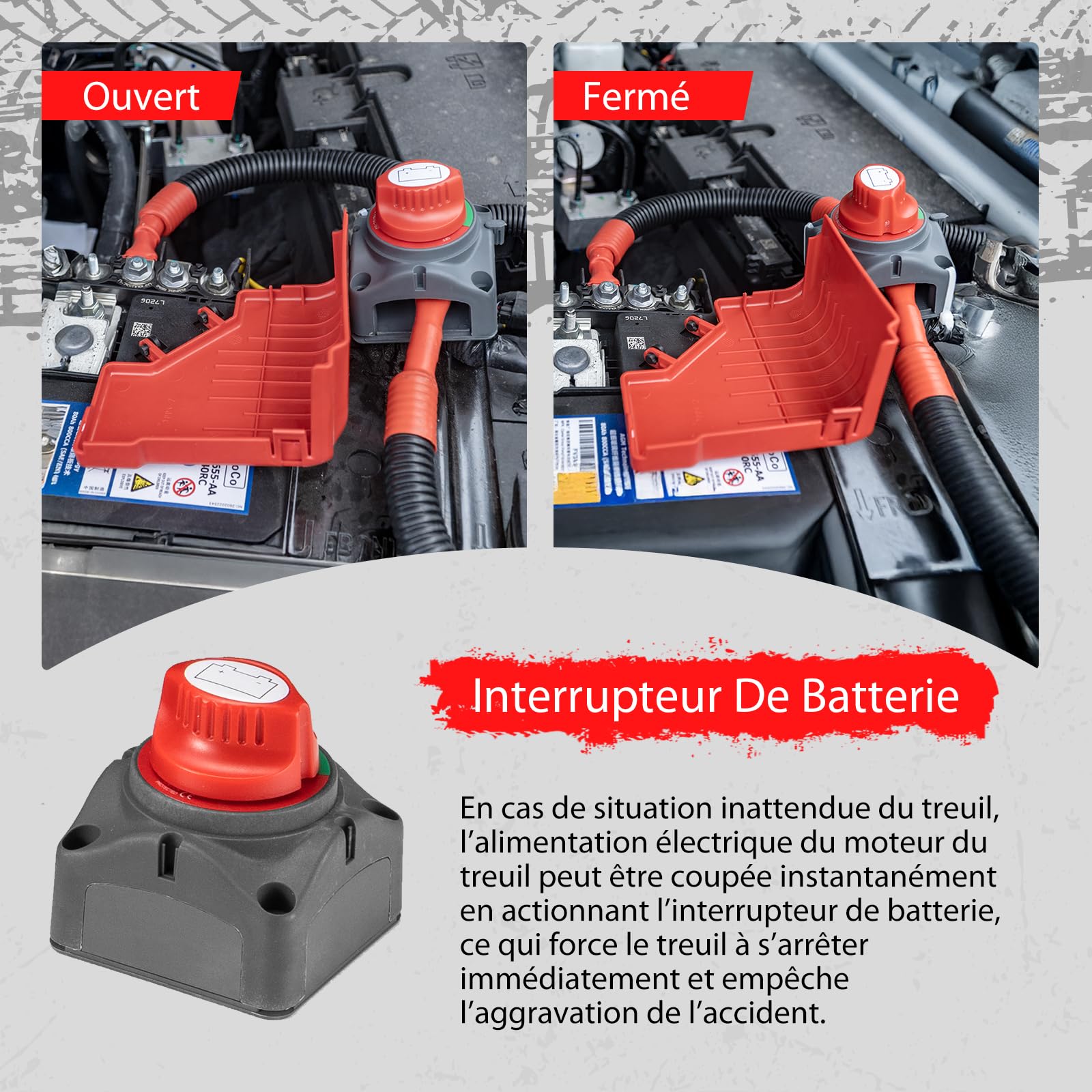 RUGCEL WINCH Treuil Électrique 5443 kg (12000 LBS), 12V CC, IP67 Étanche, Corde Synthétique Φ10,0mm x 26m, Télécommande Sans Fil & Filaire, pour 4x4 SUV Tout-Terrain Jeep Camion Remorque