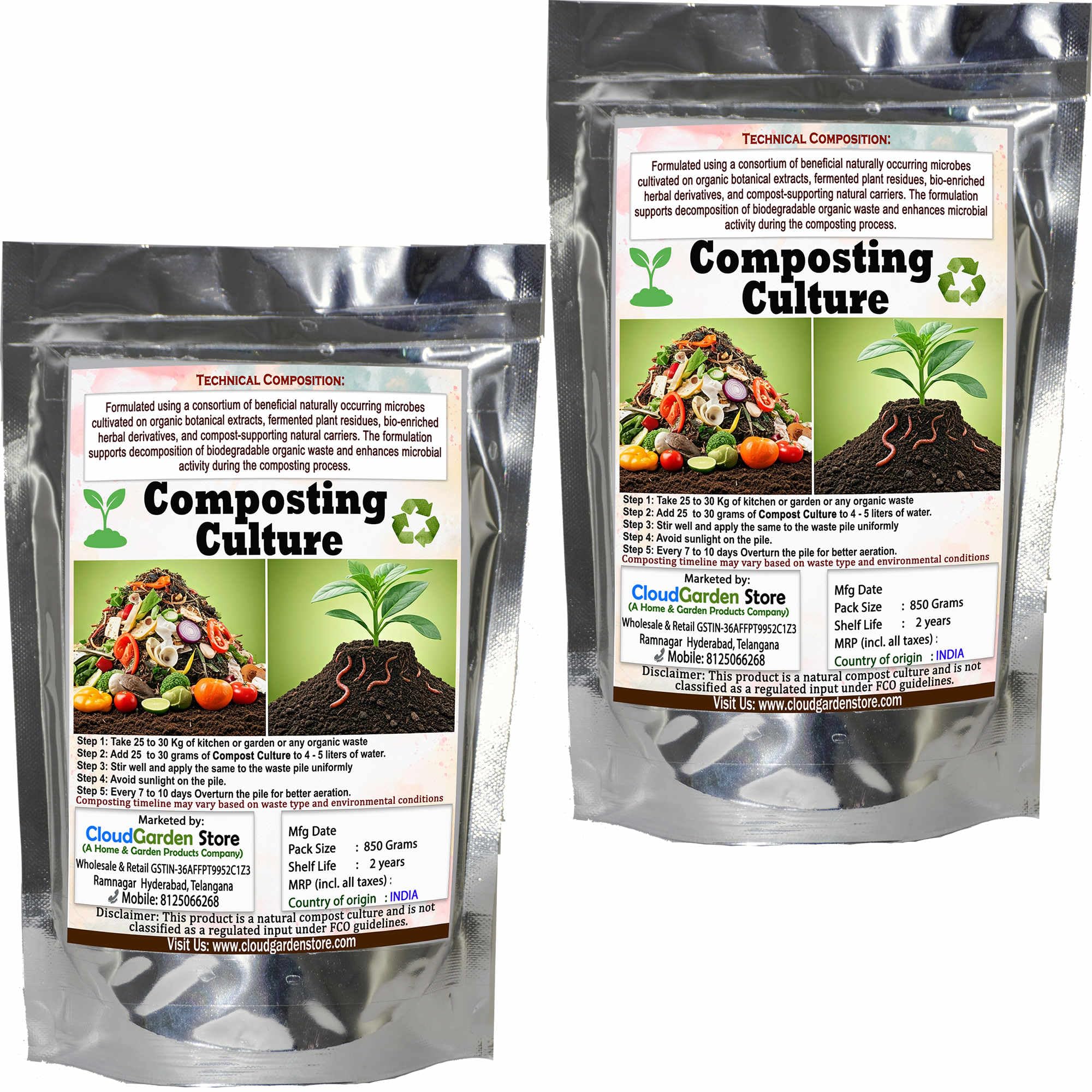 Composting Bacteria 1.7 Kg (850 + 850 Gms) Contains Both Fungi And Bacteria Convert All Kitchen Waste, Hotel And Farm Waste To High Nutritional Compost Manure Powder For Garden Plant-image-25