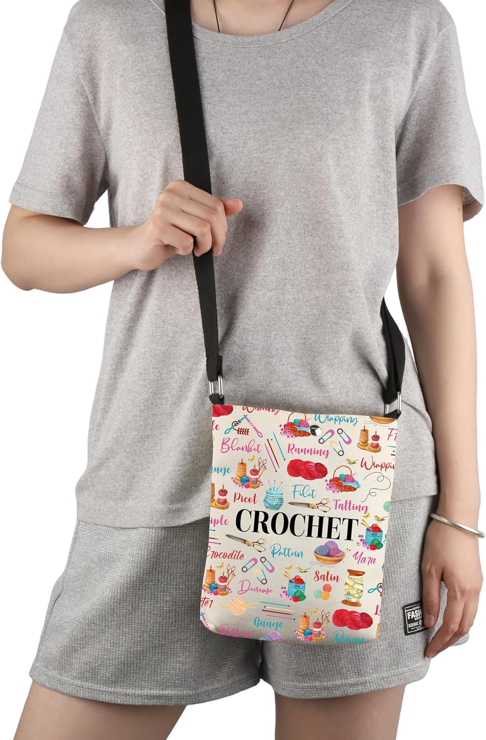 G2TUP Crocheting Lover Gift Crochet Words Crossbody Bag Crocheter Travel Bag Knitting Yarn Lover Gift
