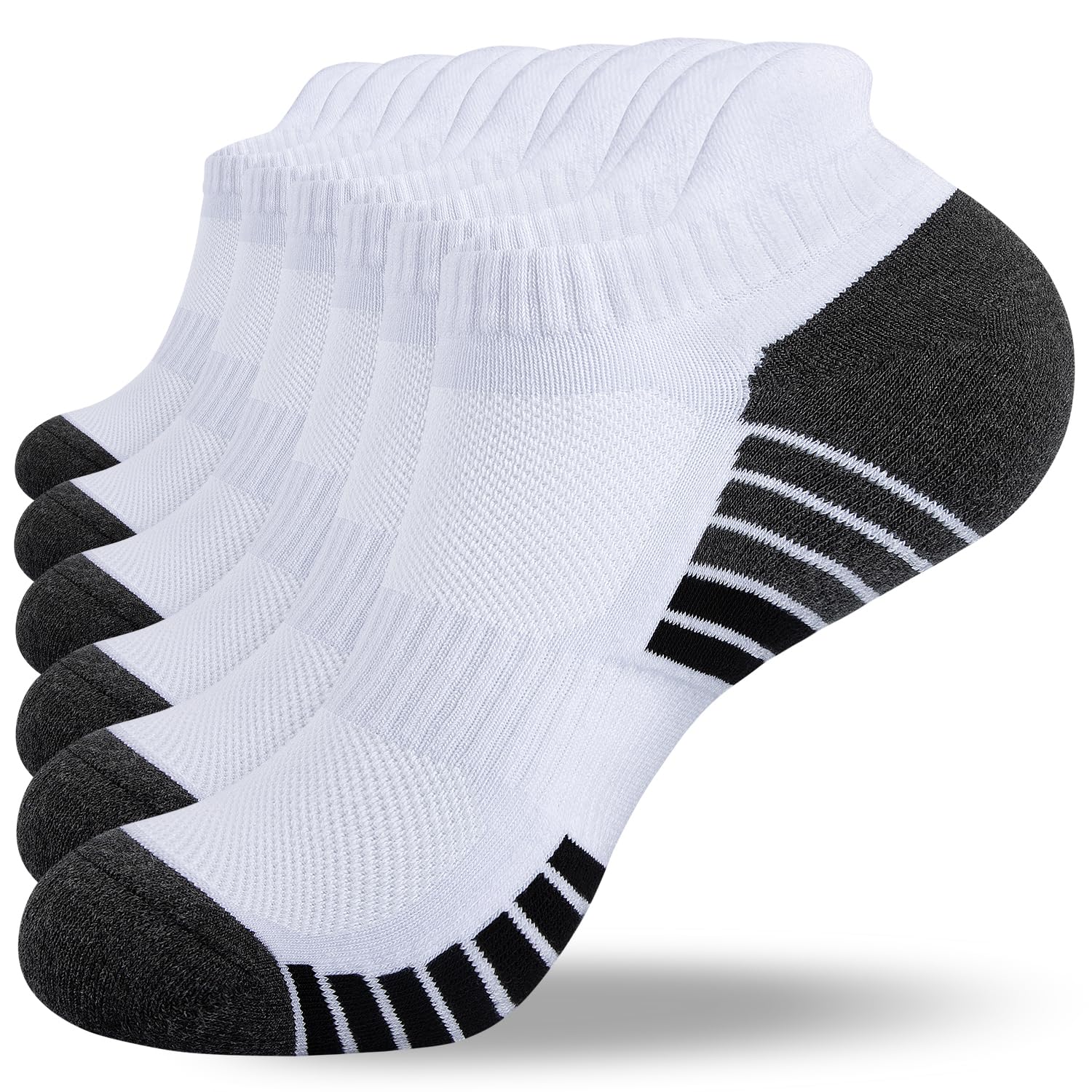 Mens Trainer Socks Cushioned Running Socks, Anti-Blister Cotton Ankle Socks for Men Women Ladies Sports Socks Low Cut Breathable Athletic (6 Pairs/10 Pairs)