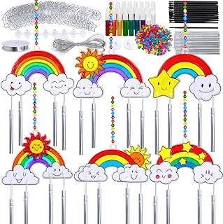 Winlyn 24 Sets Rainbow Suncatchers Ornaments Decorations DIY Window Paint Art Suncatchers Craft Kits Hanging Rainbow Sun Catchers for Kids Spring Summer Home Classroom Party Activity Art Project