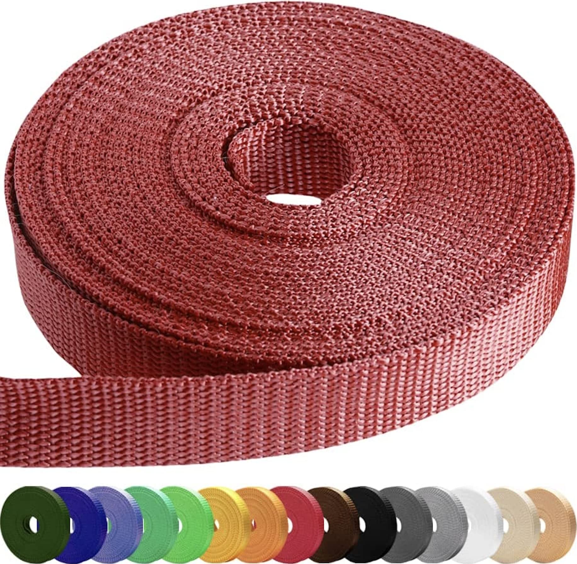 TECEUM 1" 10 Yards Webbing Strap, Dusty Rose Heavy Duty Craft Tape