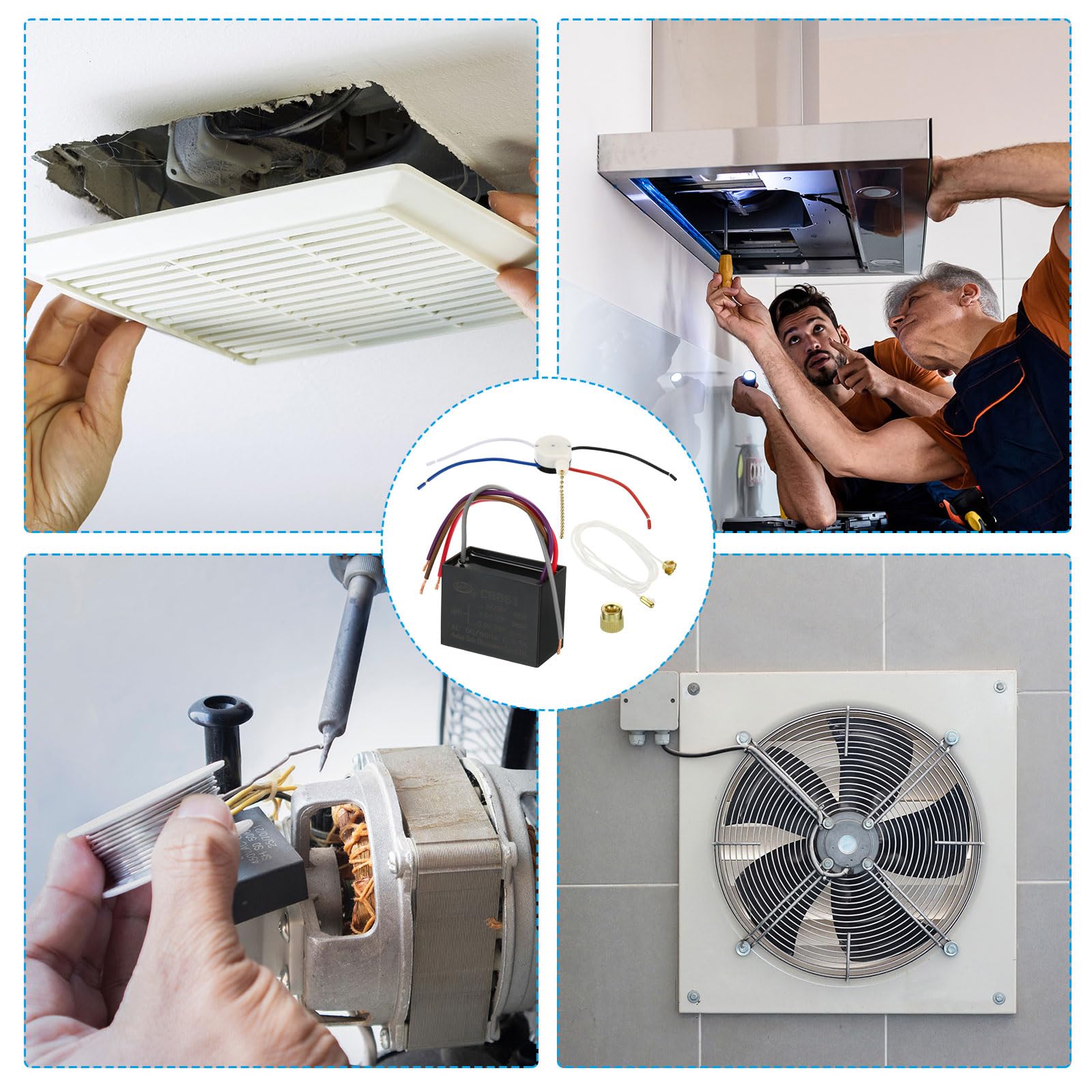 PATIKIL CBB61 Soffitto Ventilatore Condensatore, 1 set 4,5+6+5uF 250V AC 50/60HZ 4 Cavi con 3 Velocità Interruttore Ventilatore per Aria Condizionatore Ventola Motore Avviamento
