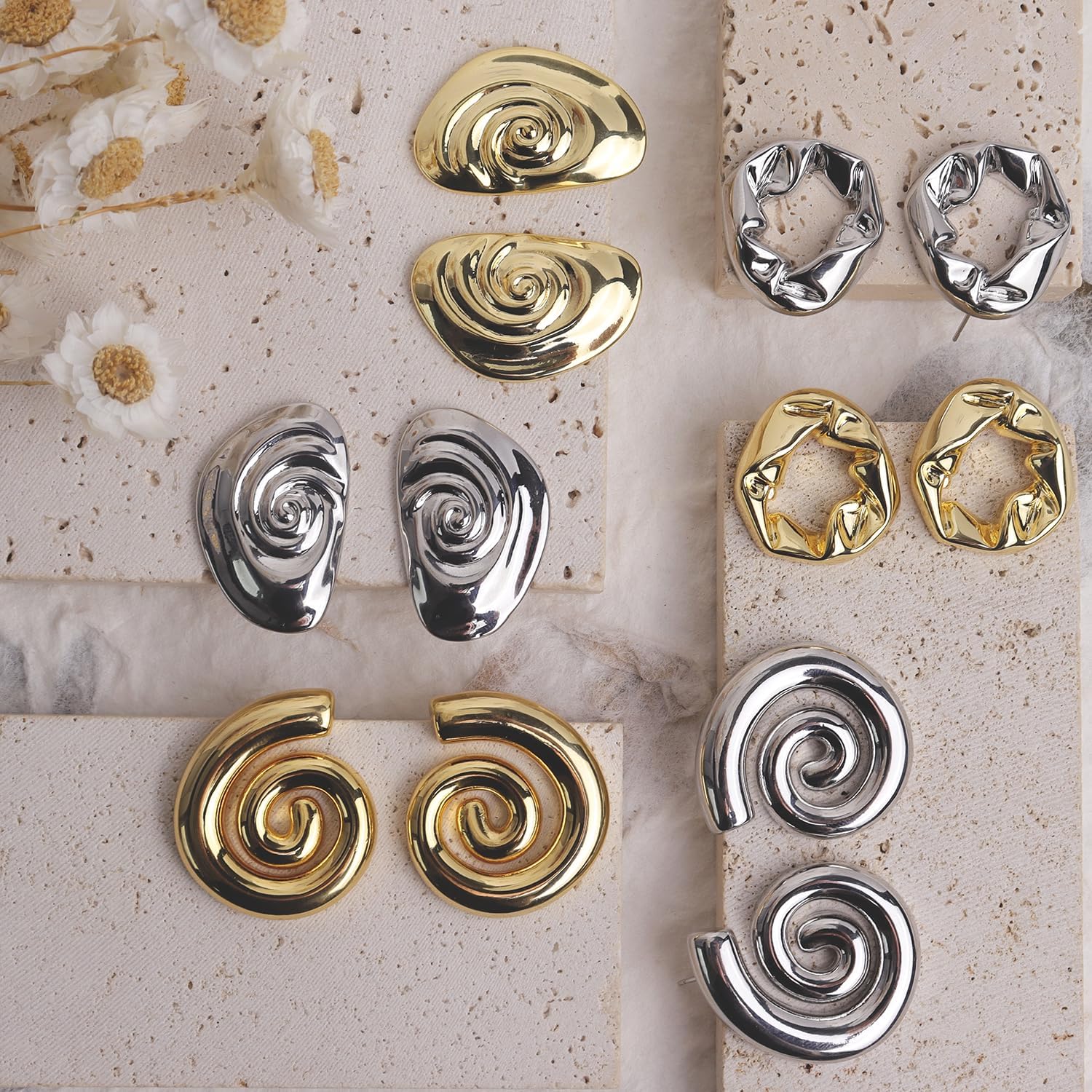 Jean Beau Chunky Gold Stud Earrings for Women Trendy Gold Plated Dangle Drop Wedding Prom Birthday Fashion Office Jewelry Gift - Image 4