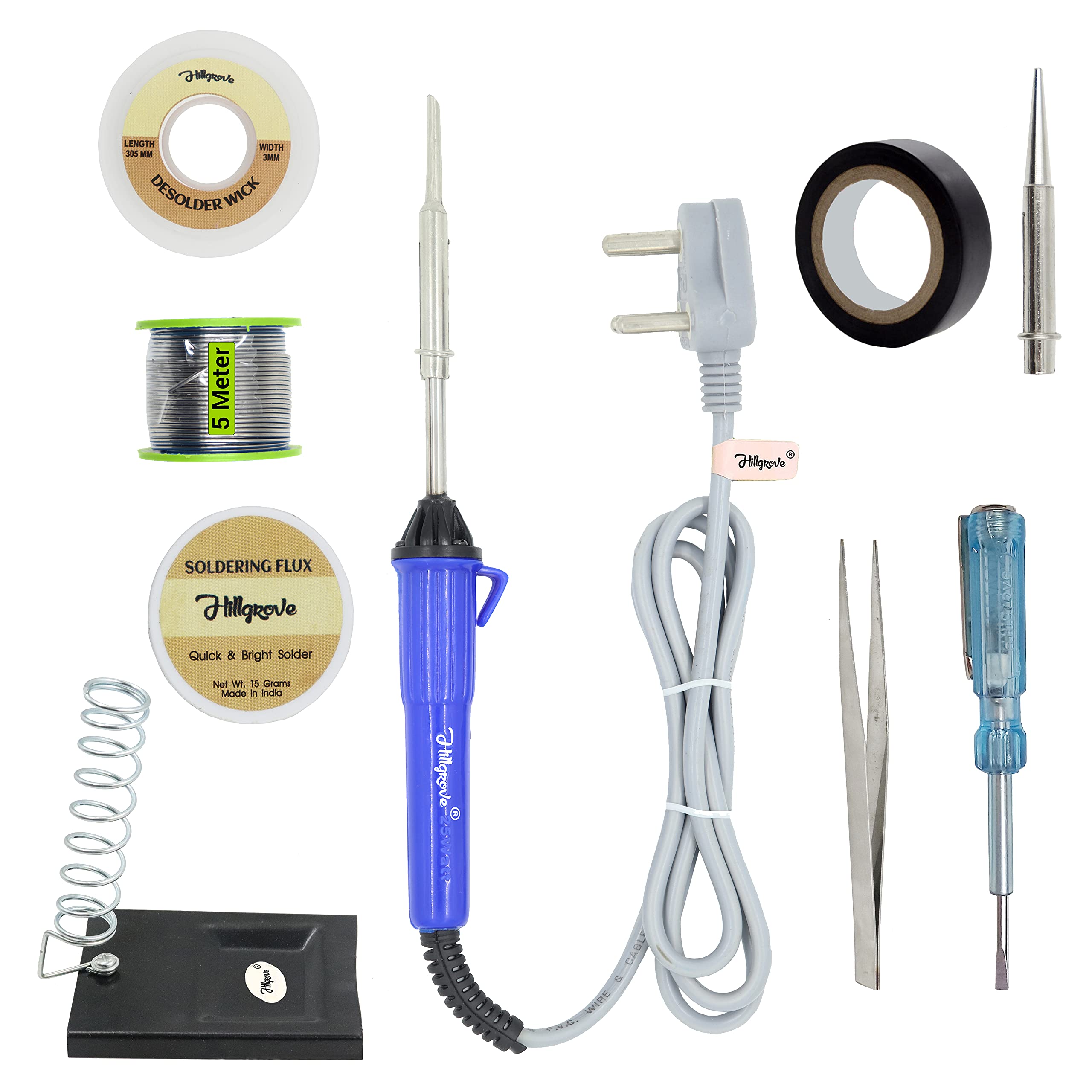 Hillgrove Electronic 9in1 Mobile Soldering Iron Equipment Tool Machine Combo Kit Set with Flux Paste and Wire 25 W Simple (Flat, Pointed Tip) (B09GG6Q55W) Amazon Price History, Amazon Price Tracker