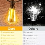 Upgraded LED Outdoor String Lights 100Ft Shatterproof Waterproof ST38 Vintage Edison Bulbs Patio Lights Energy Saving Hanging Outdoor for Christmas Porch Deck Garden Backyard Wedding Party