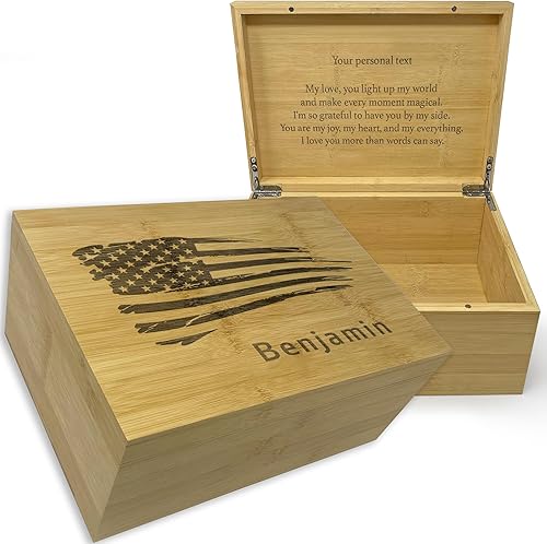Miniatura 85 de Caja de madera grabada personalizada grande – Caja de recuerdo de madera de acacia con mensaje oculto personalizado, cajas de memoria de nogal para