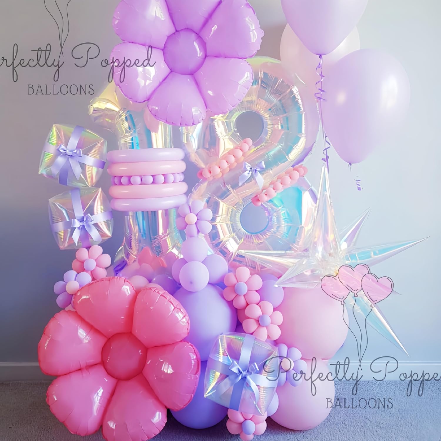 9Pcs Iridescent 4D Cube Ball Balloons 12 Inch/Korean Idol Demon Hunters Singer Fans Party Decoration/Holographic Clear Foil Decorative Folding Rainbow/Under The Sea Mermaid Party Balloon