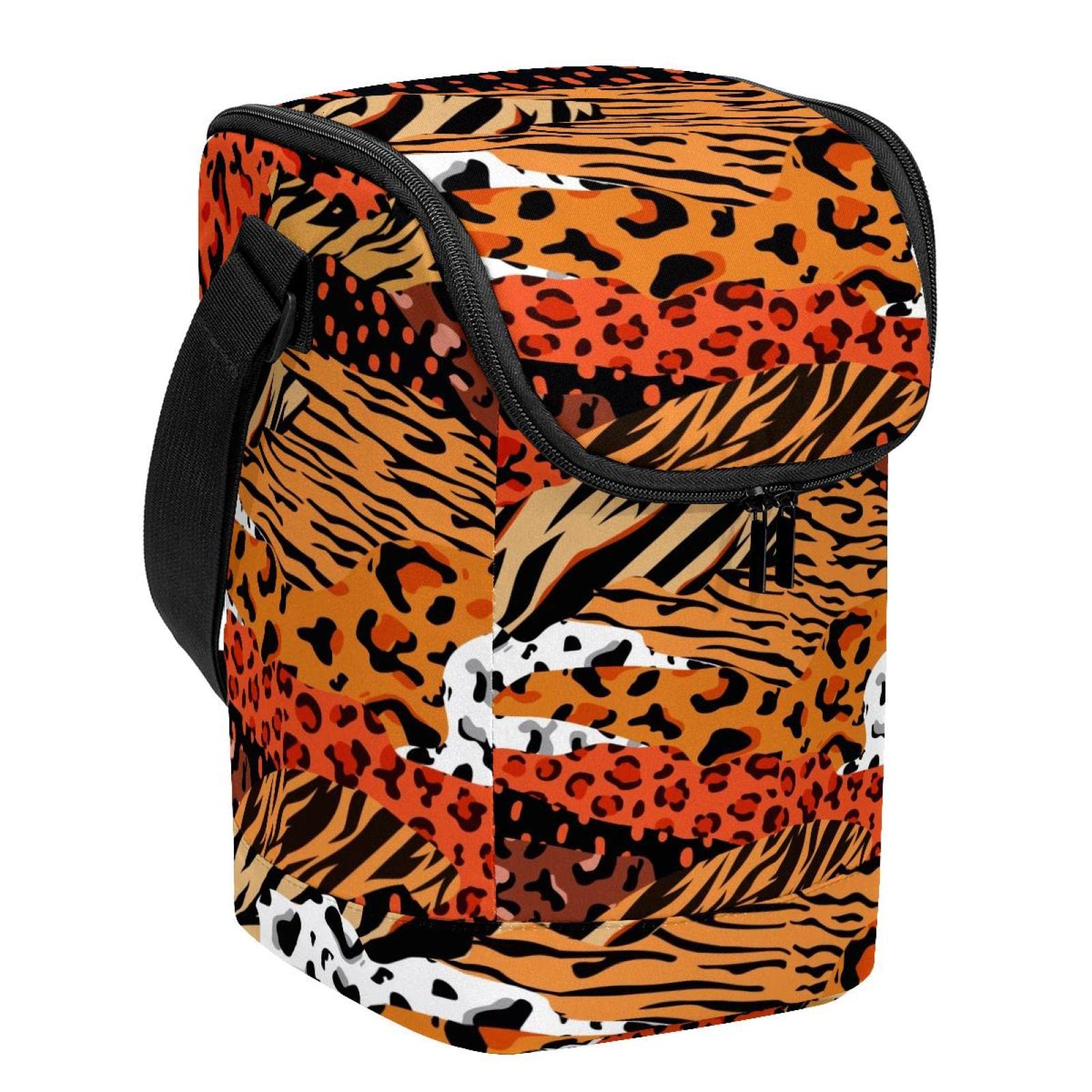 Lonchera abstracta de piel de animal compacta y bolsa de almuerzo ligera unisex