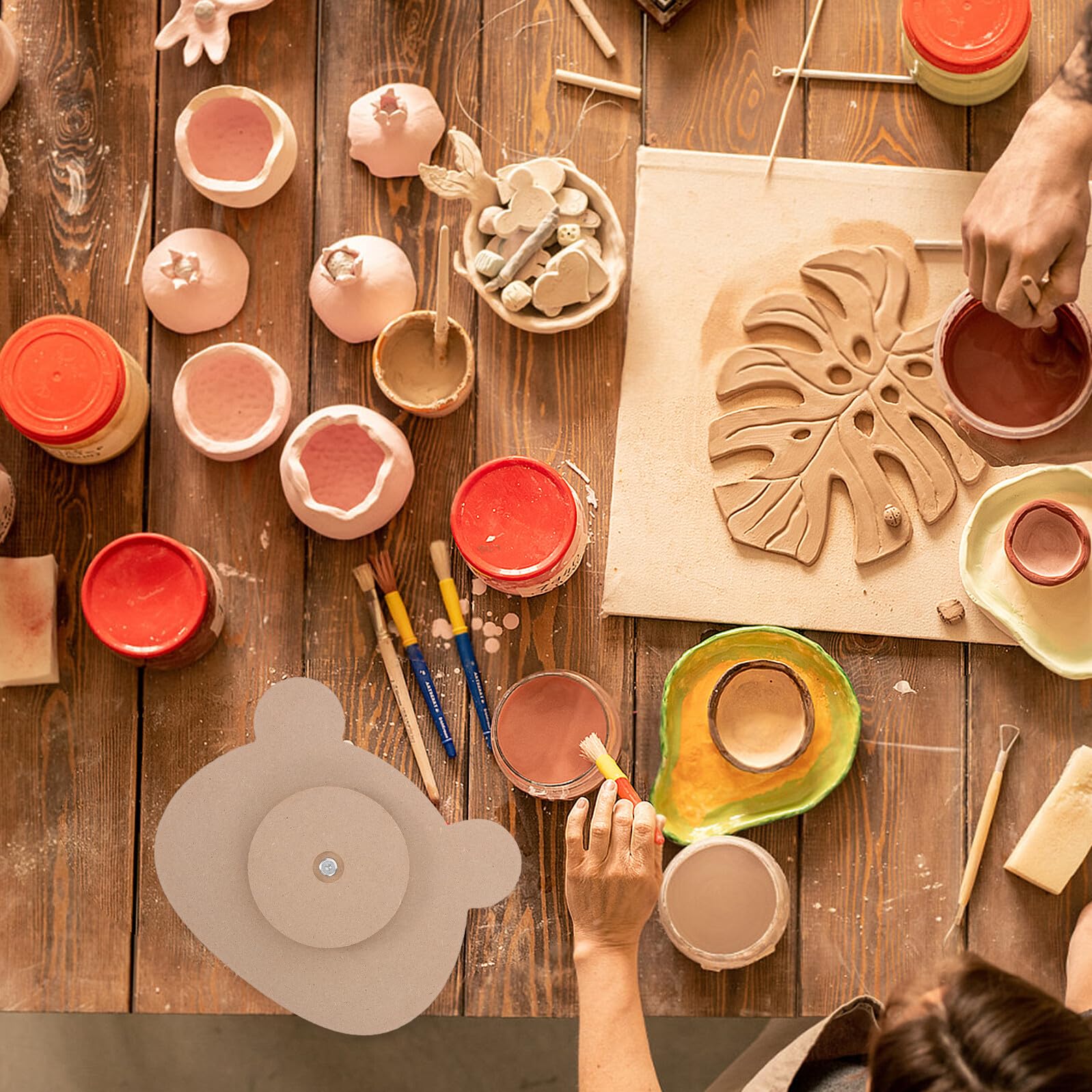 Stampo in Ceramica a Forma di Orso in Legno Base, Strumento Artigianale per Modellare Piatti in Argilla, Resistente e Adatto per Laboratori Creativi e attività Manuali